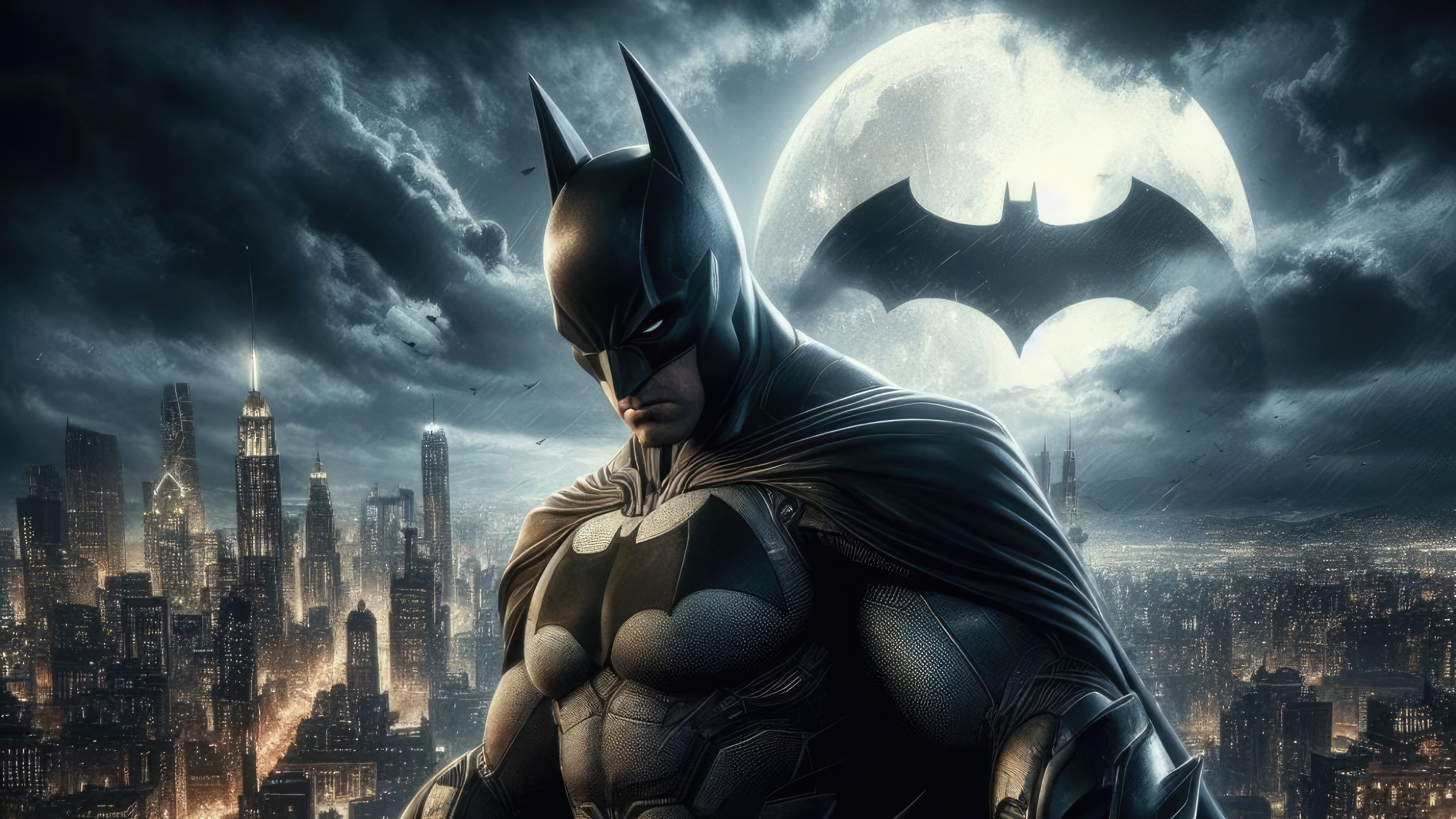 The Batman in Gotham City at Night HD Wallpaper