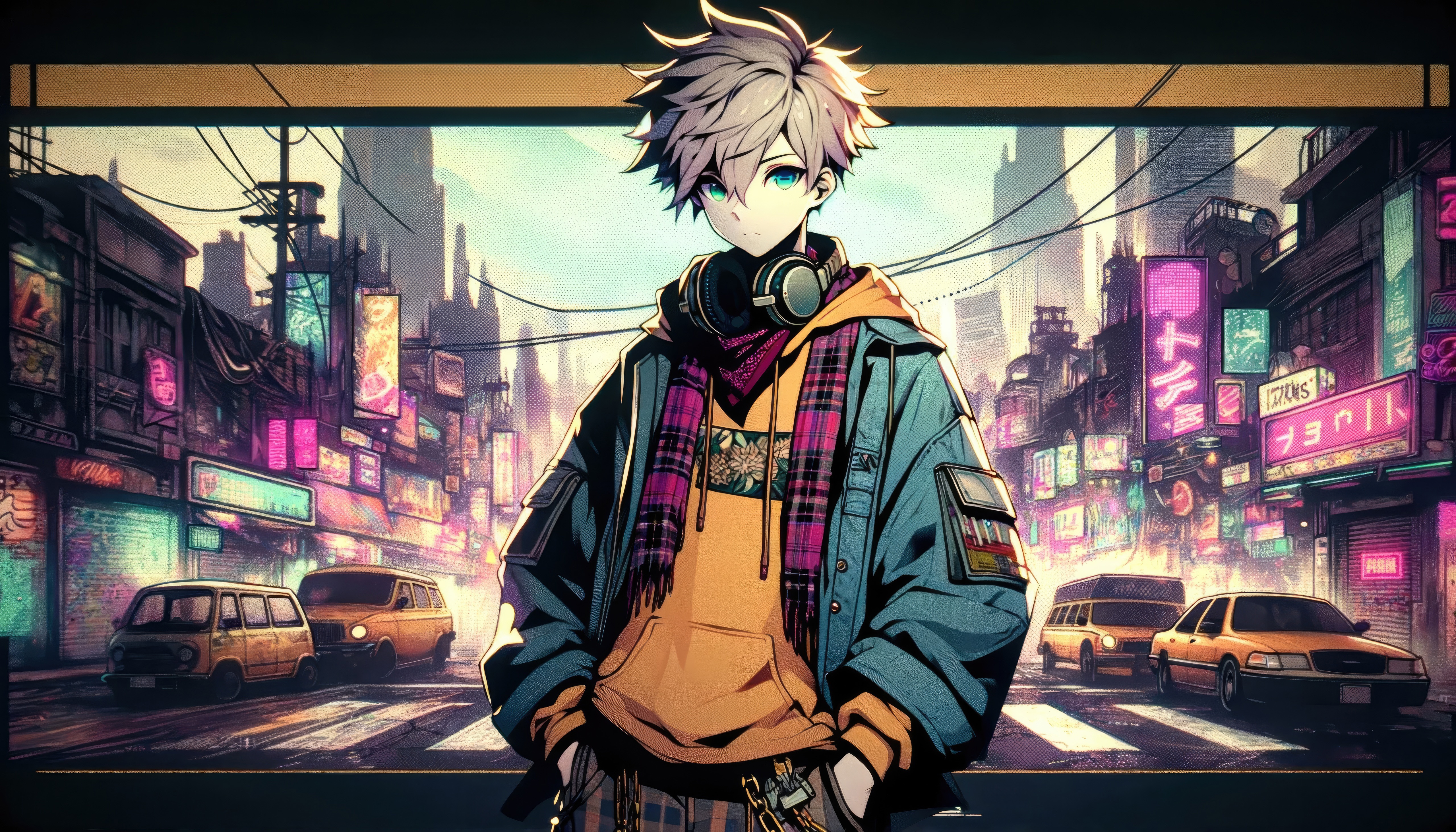 Anime Lofi Boy With Headphones Around Neck HD Wallpaper