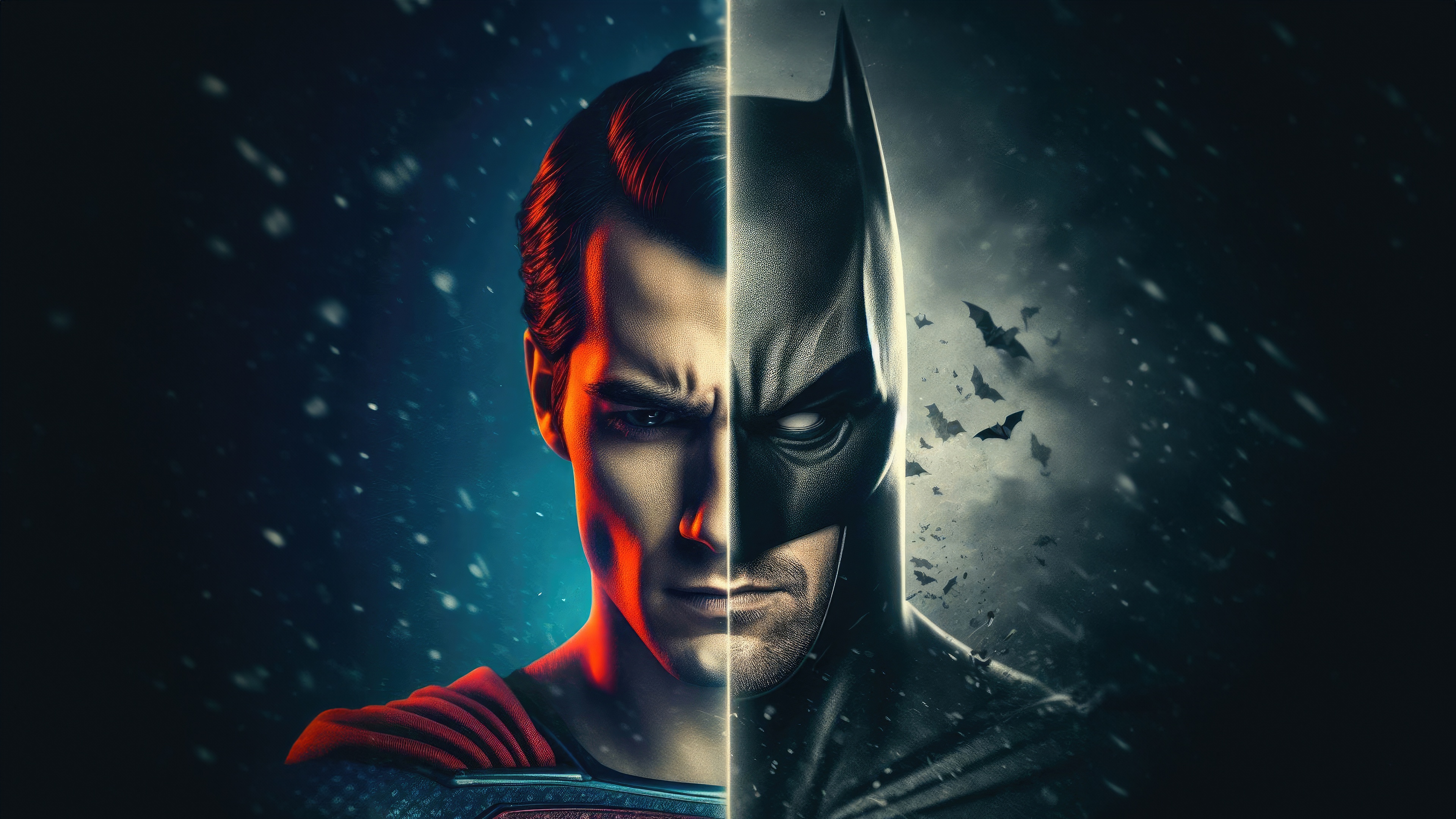 Batman and Superman split image HD Wallpaper