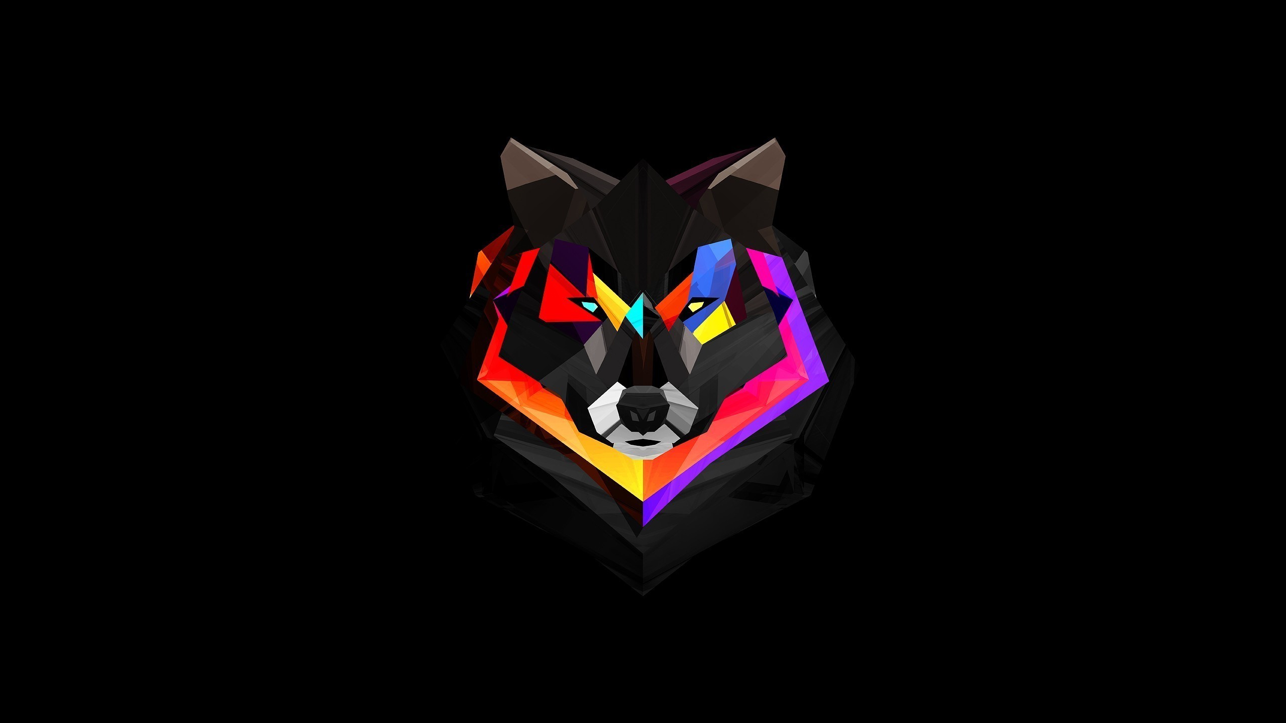 Abstract wolf head with colorful geometric patterns HD Wallpaper