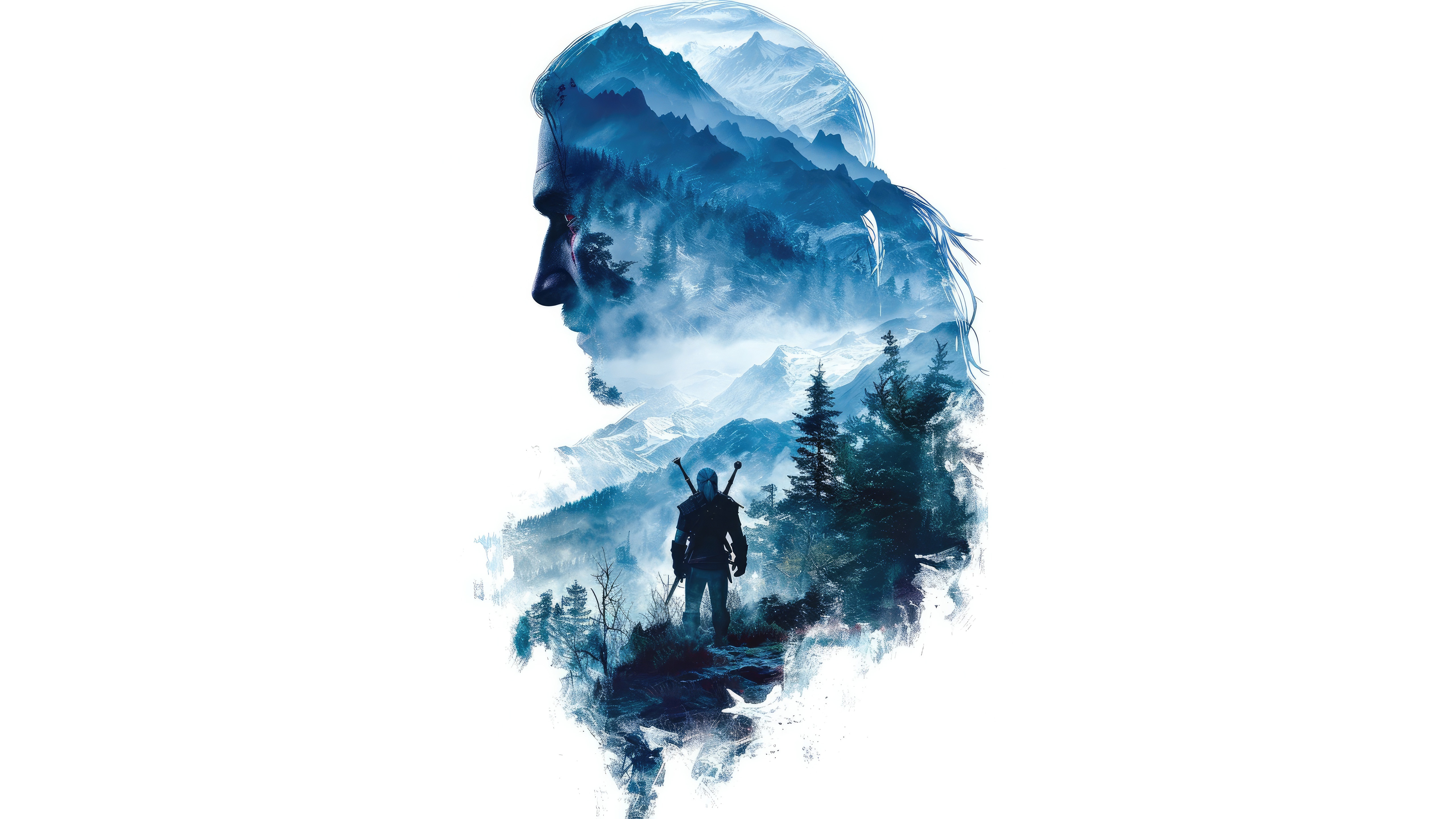 The Witcher Double Exposure Landscape HD Wallpaper