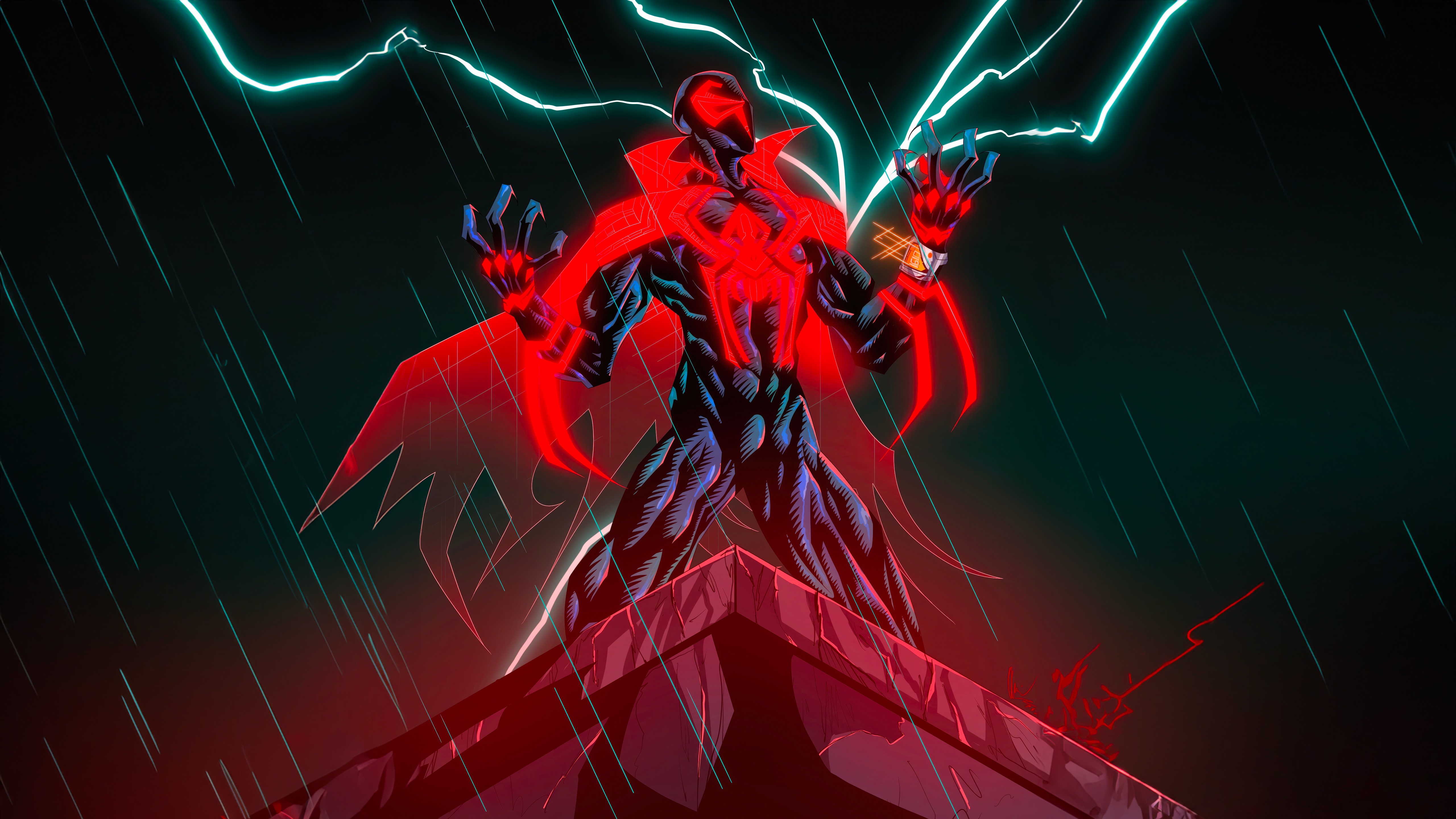 Spider-Man 2099 in a storm HD Wallpaper