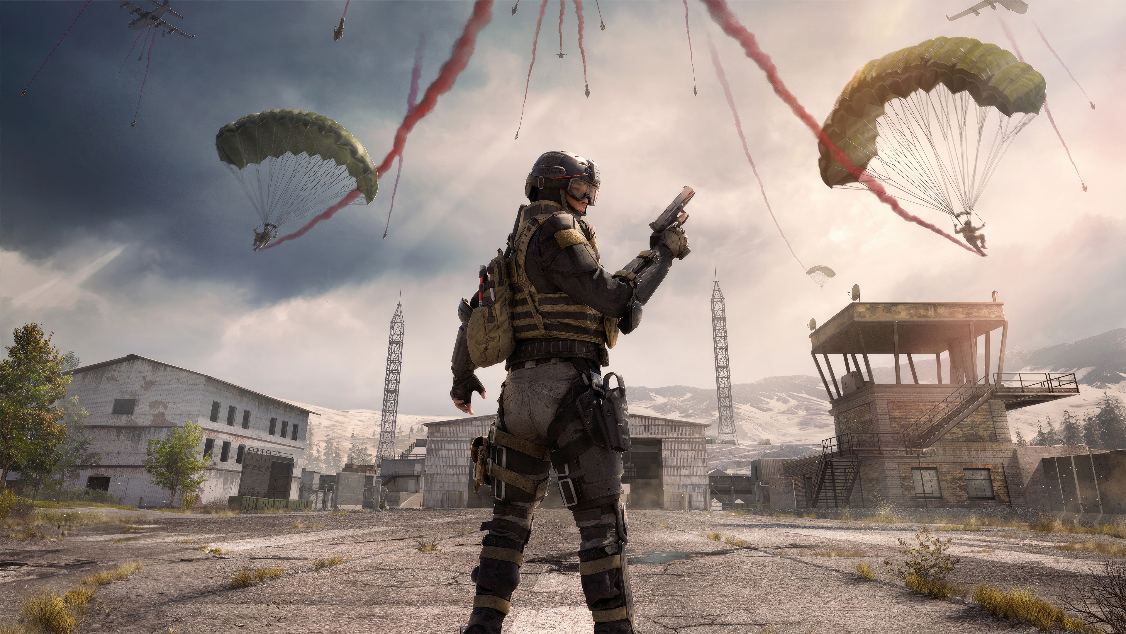 PUBG Limited Edition Soldier with Parachutes HD Wallpaper