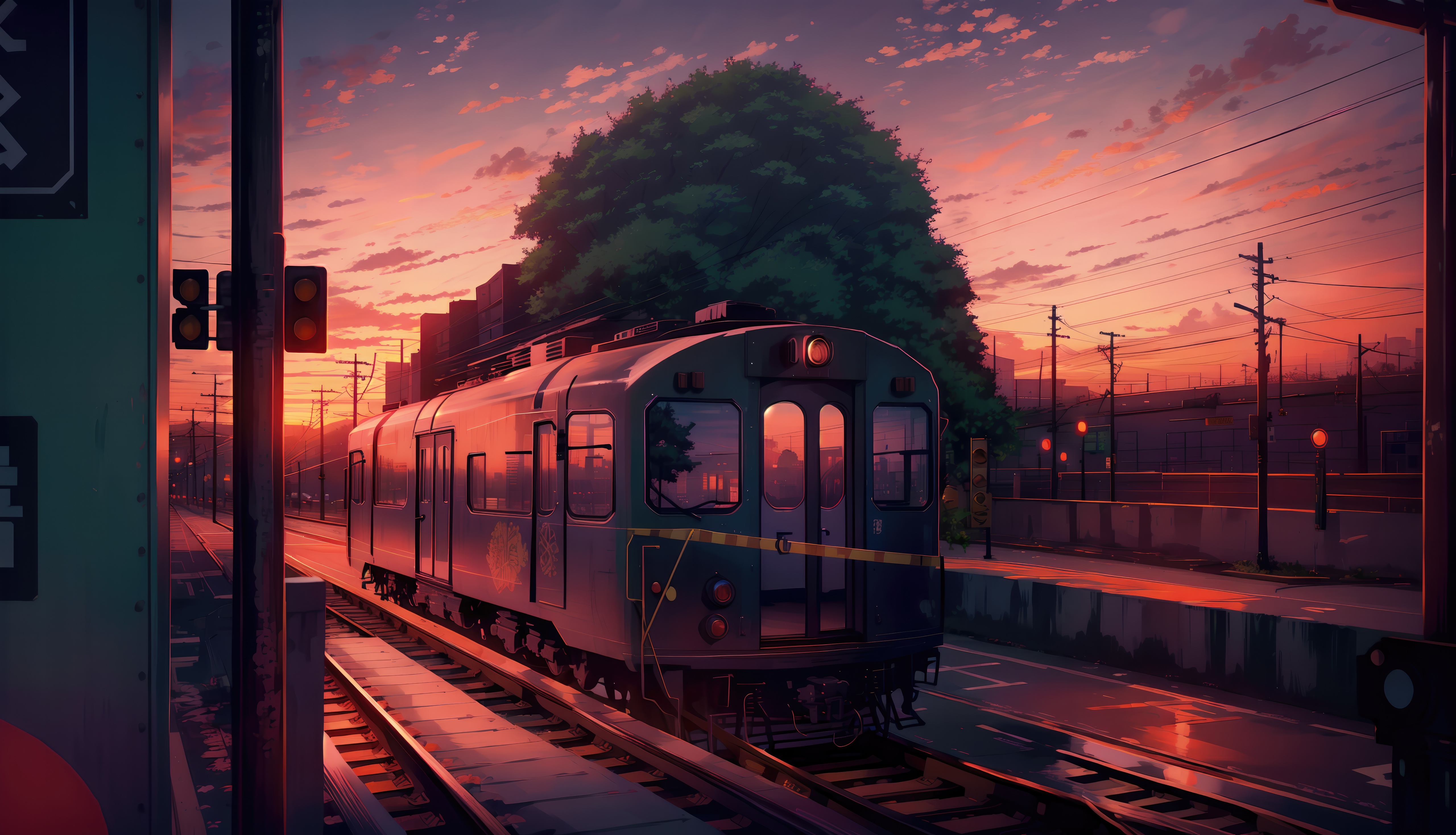 Train Journey at Sunset HD Wallpaper