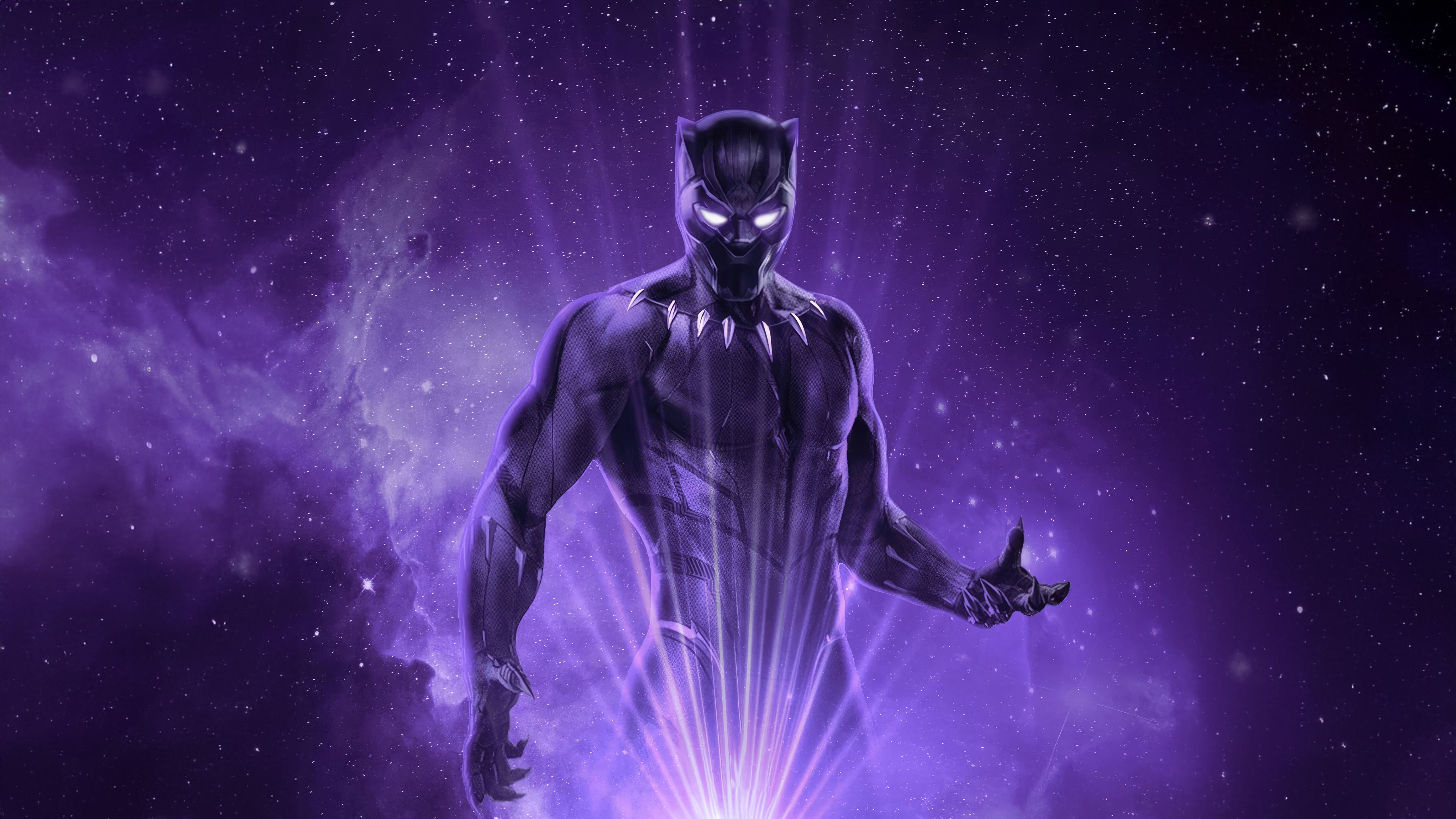 Black Panther in Purple Nebula HD Wallpaper