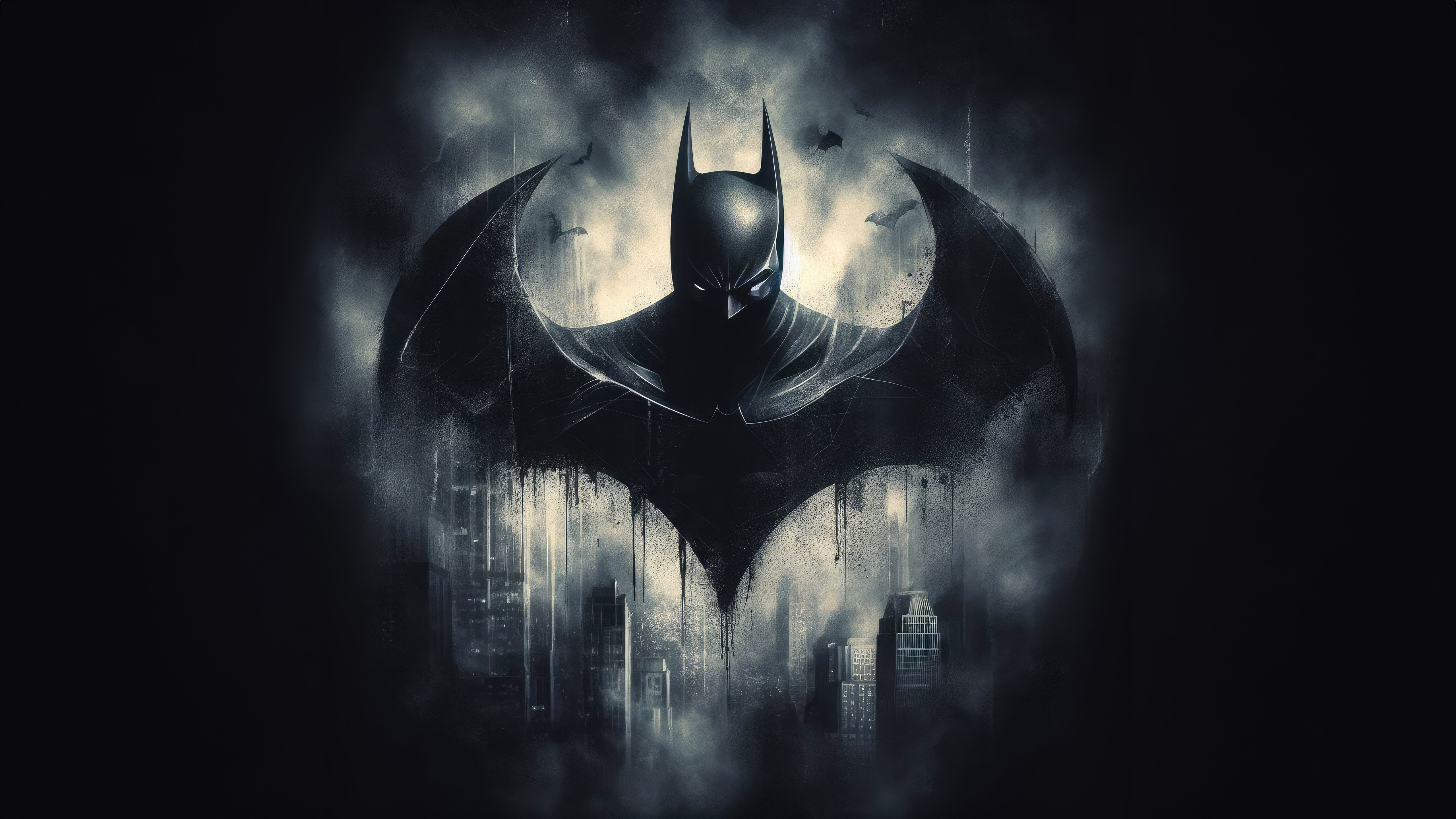 Batman in a dark, smoky city HD Wallpaper