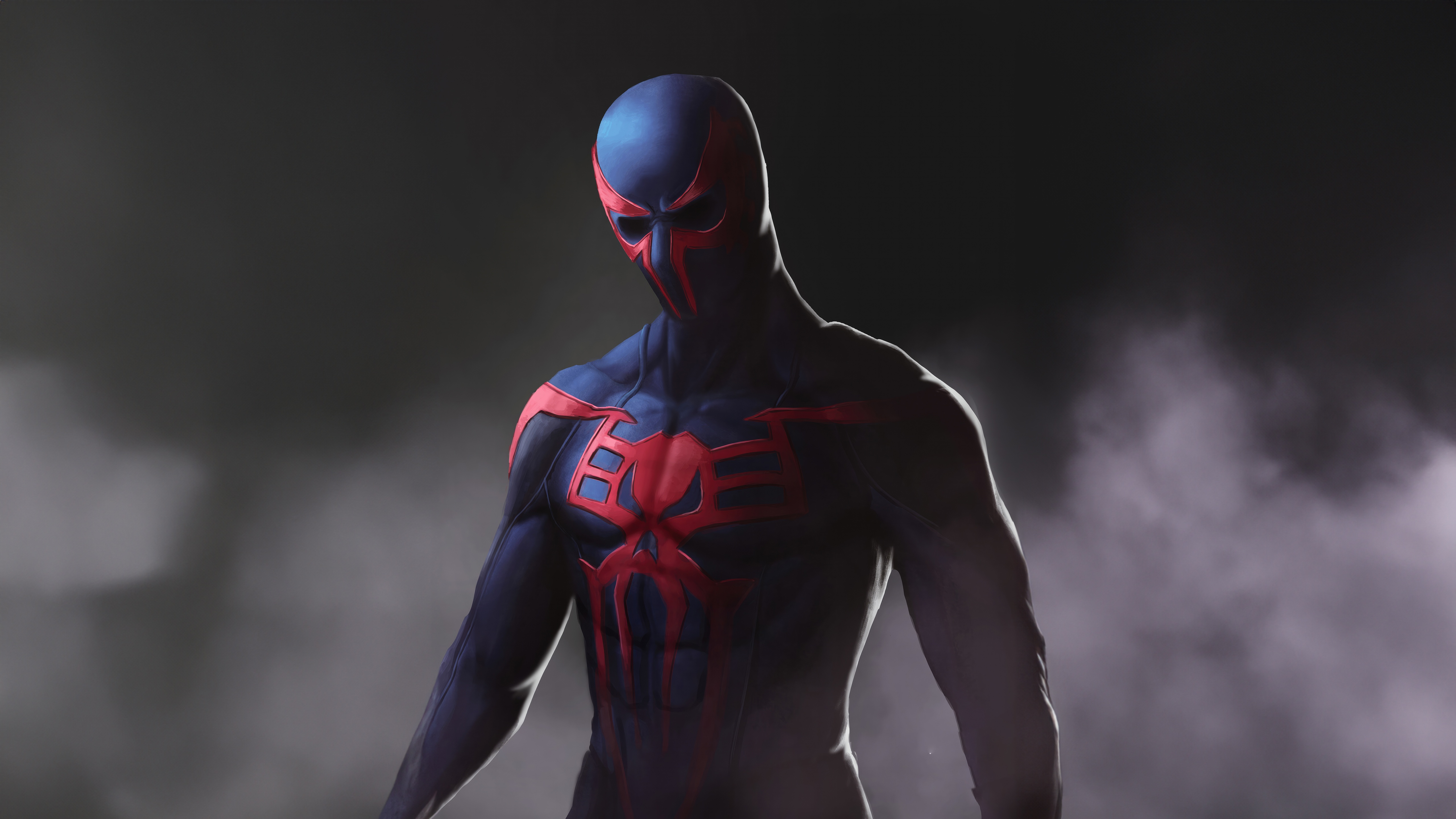 Spider-Man 2099 in a dark, smoky environment HD Wallpaper