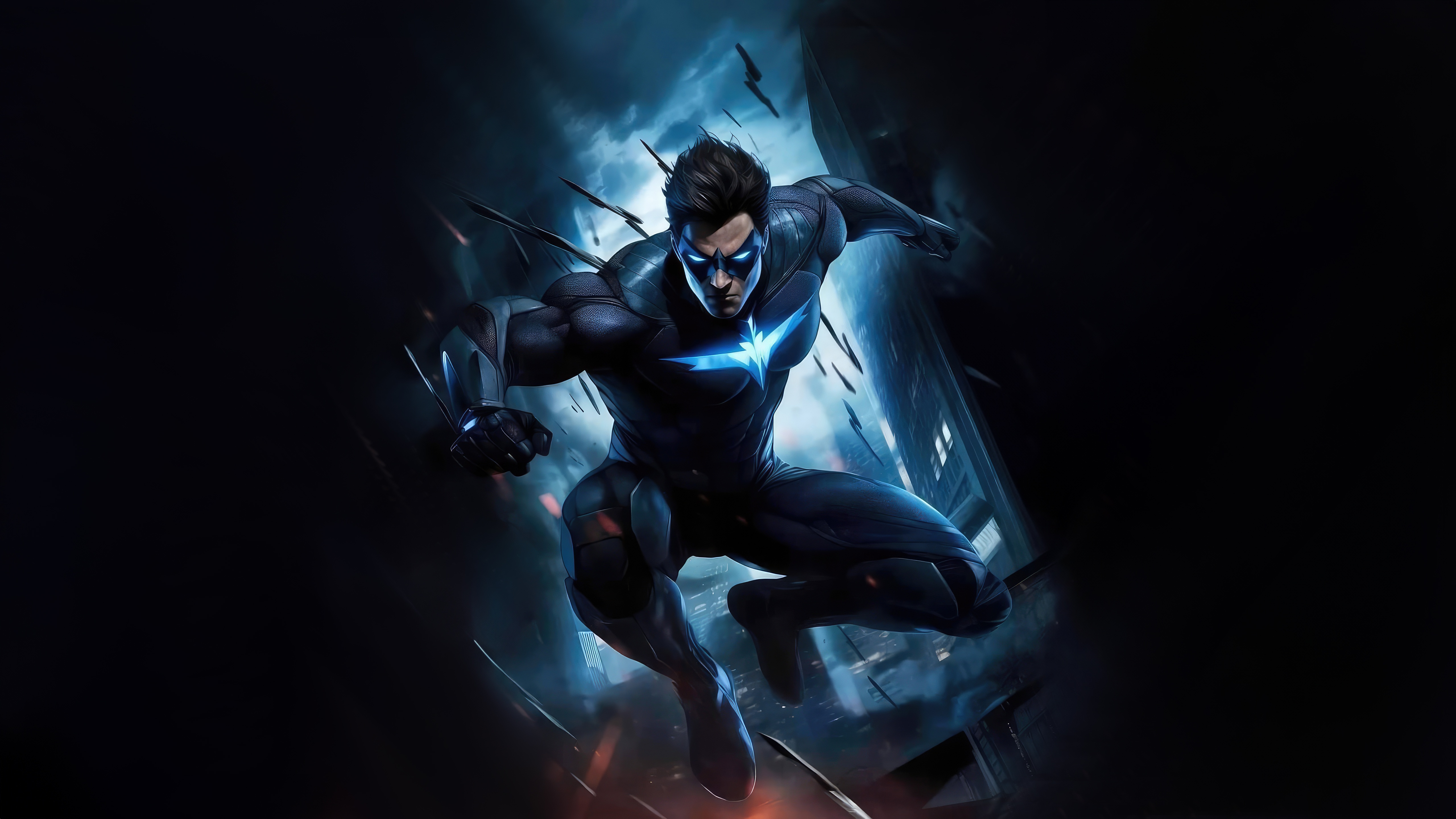 Nightwing in a stealthy pose HD Wallpaper