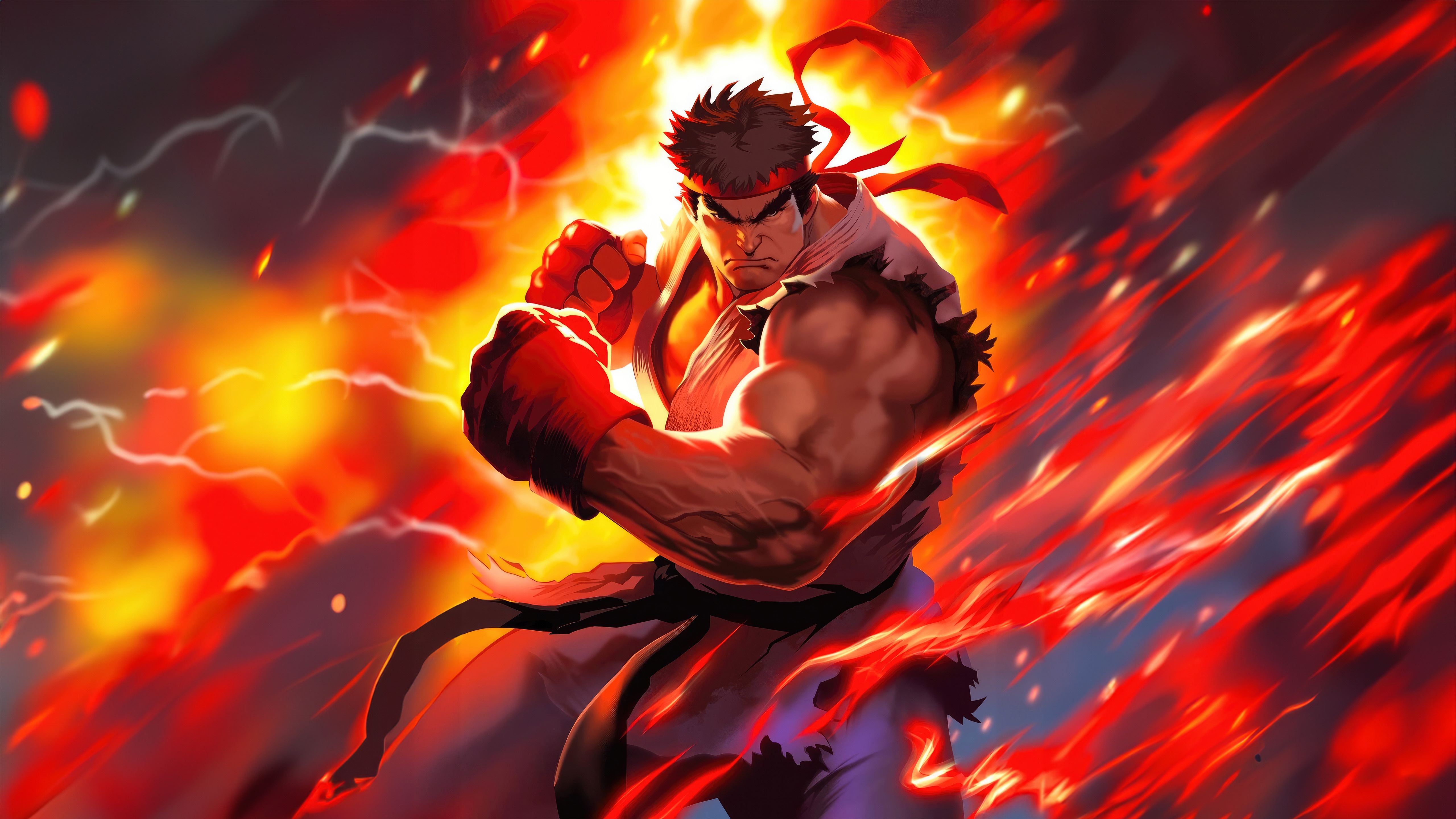 Ryu from Street Fighter 6 in a fiery stance HD Wallpaper
