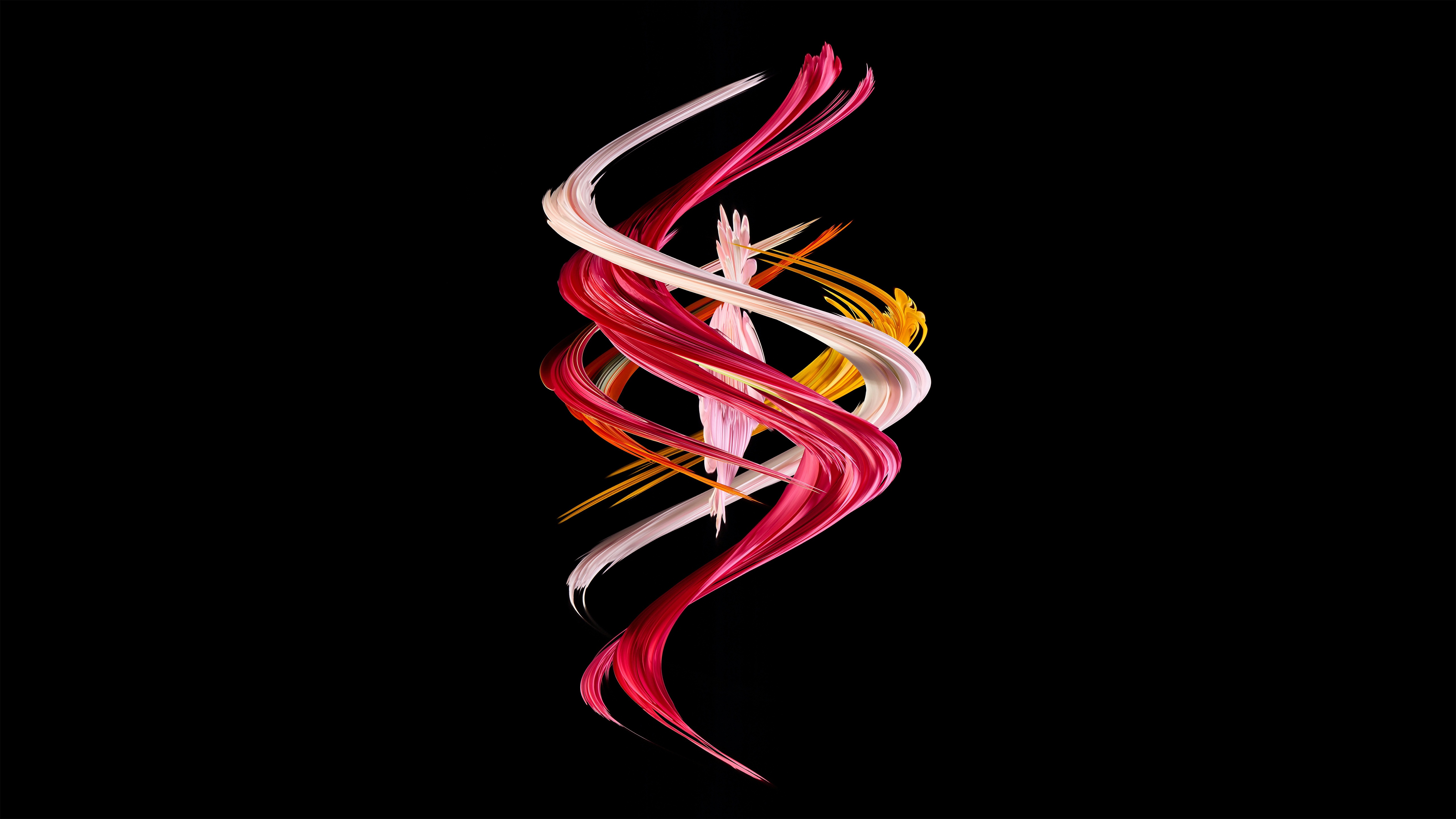 Abstract swirling ribbons of color on black background HD Wallpaper