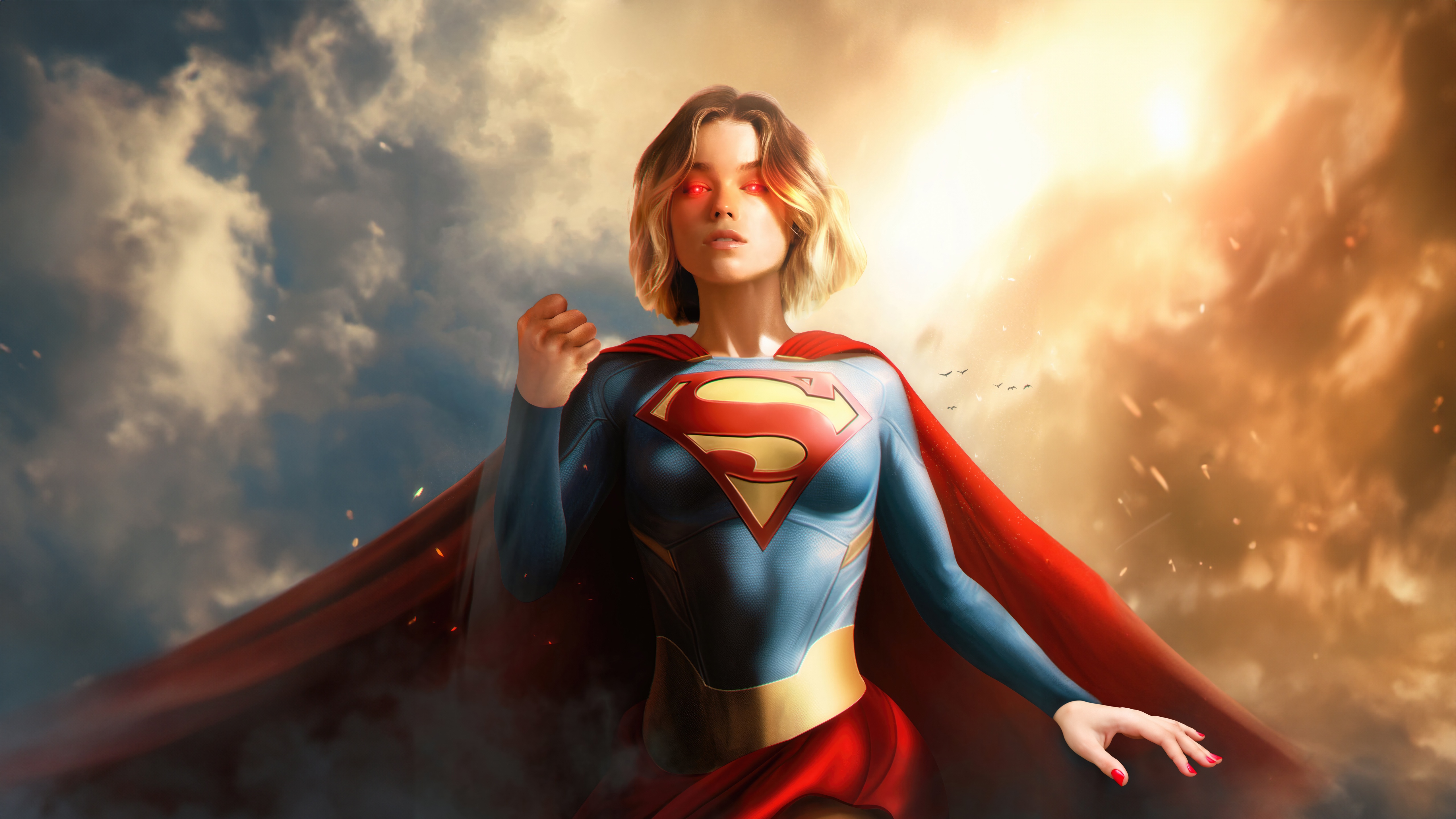 Milly Alcock as Supergirl with glowing red eyes HD Wallpaper