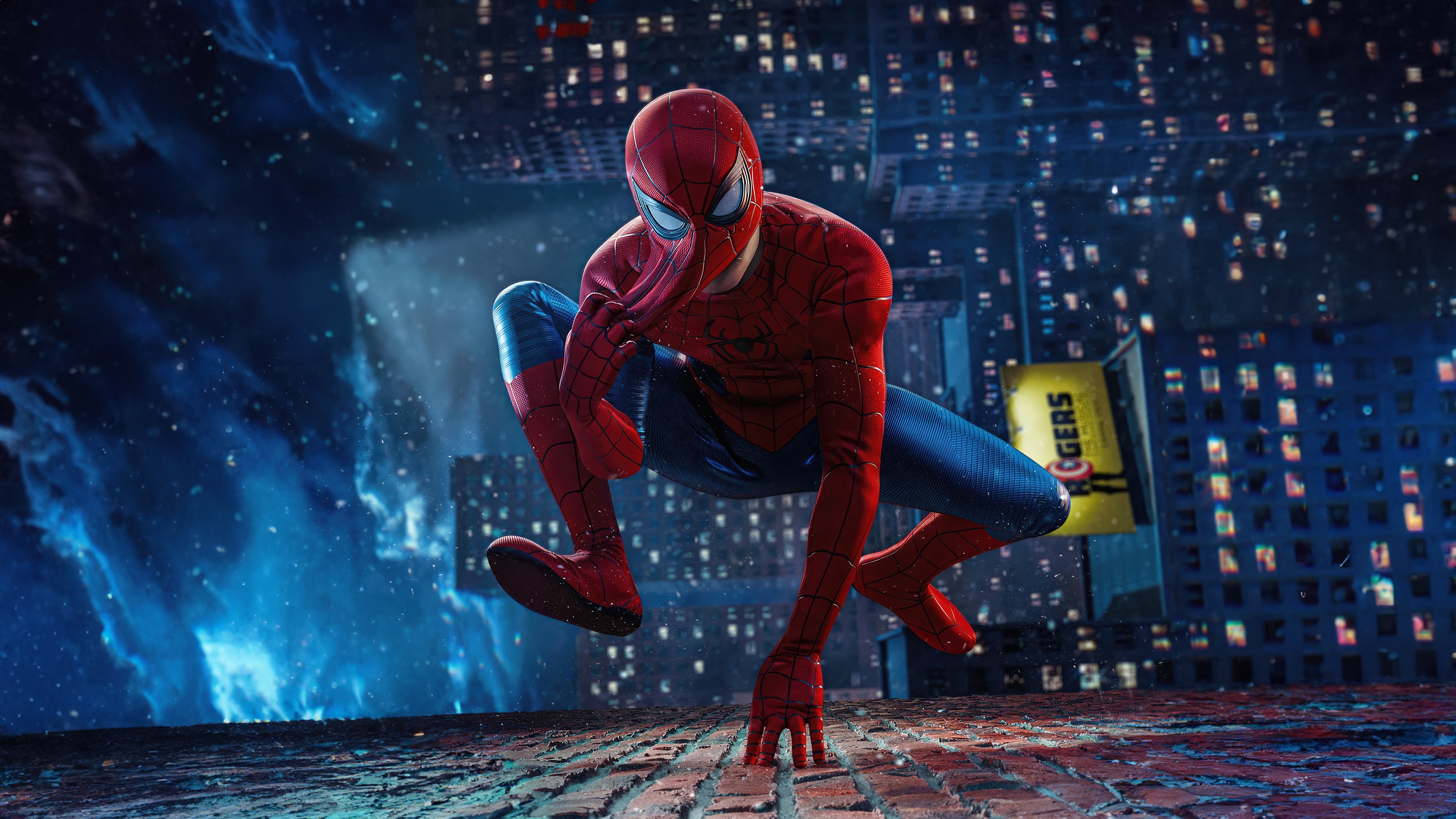 Spider-Man in the City at Night HD Wallpaper