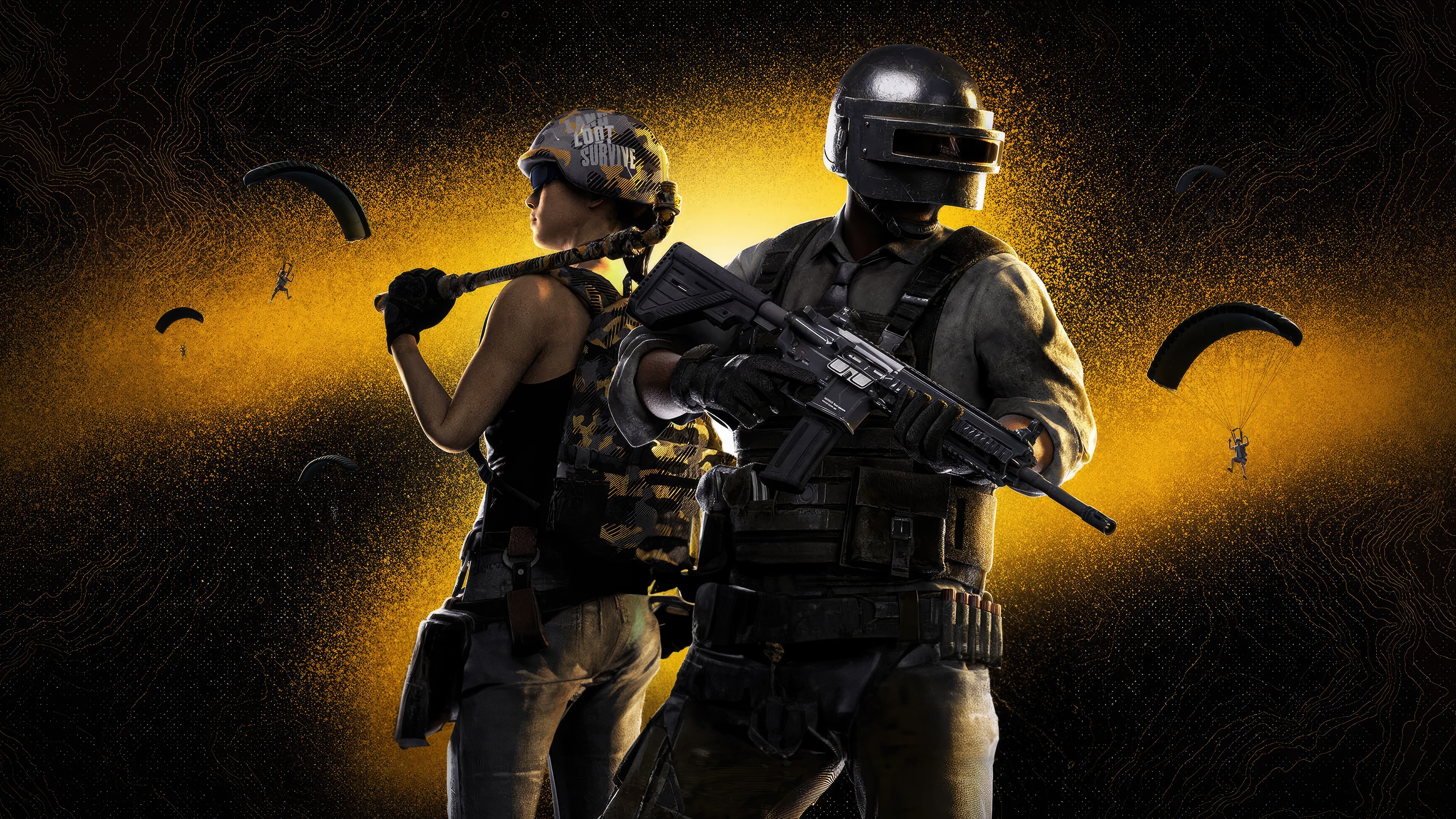 PUBG Mobile characters with parachutes HD Wallpaper