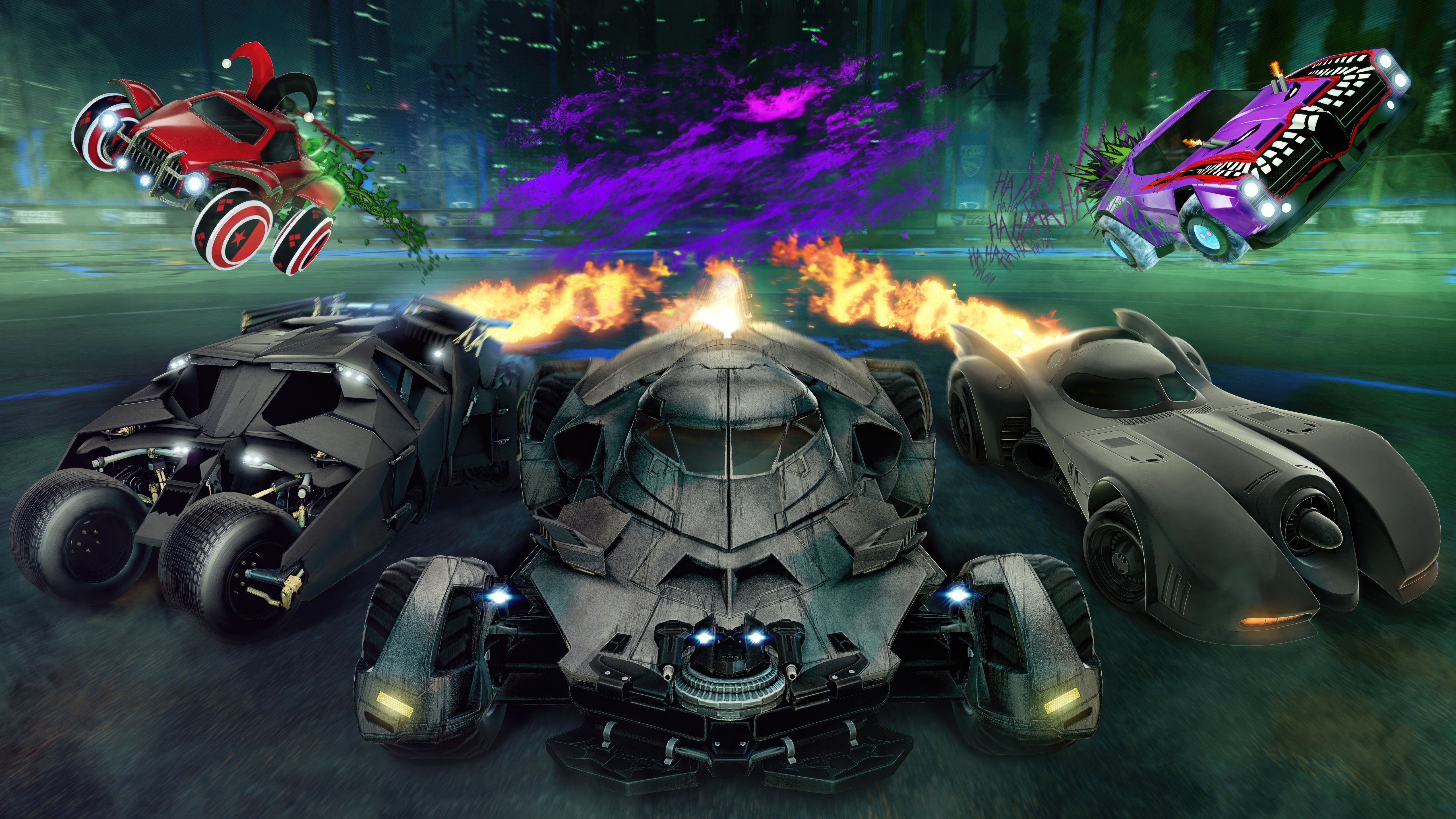 Rocket League X DC Haunted Hallows Batmobiles HD Wallpaper