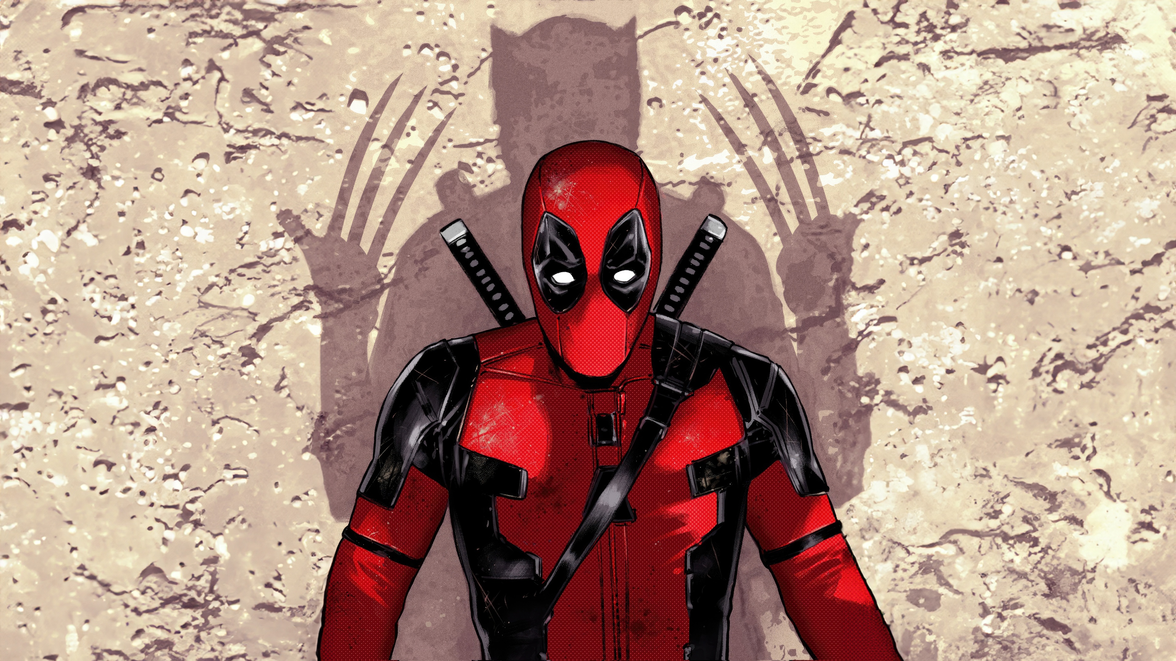 Deadpool with Wolverine's Shadow HD Wallpaper