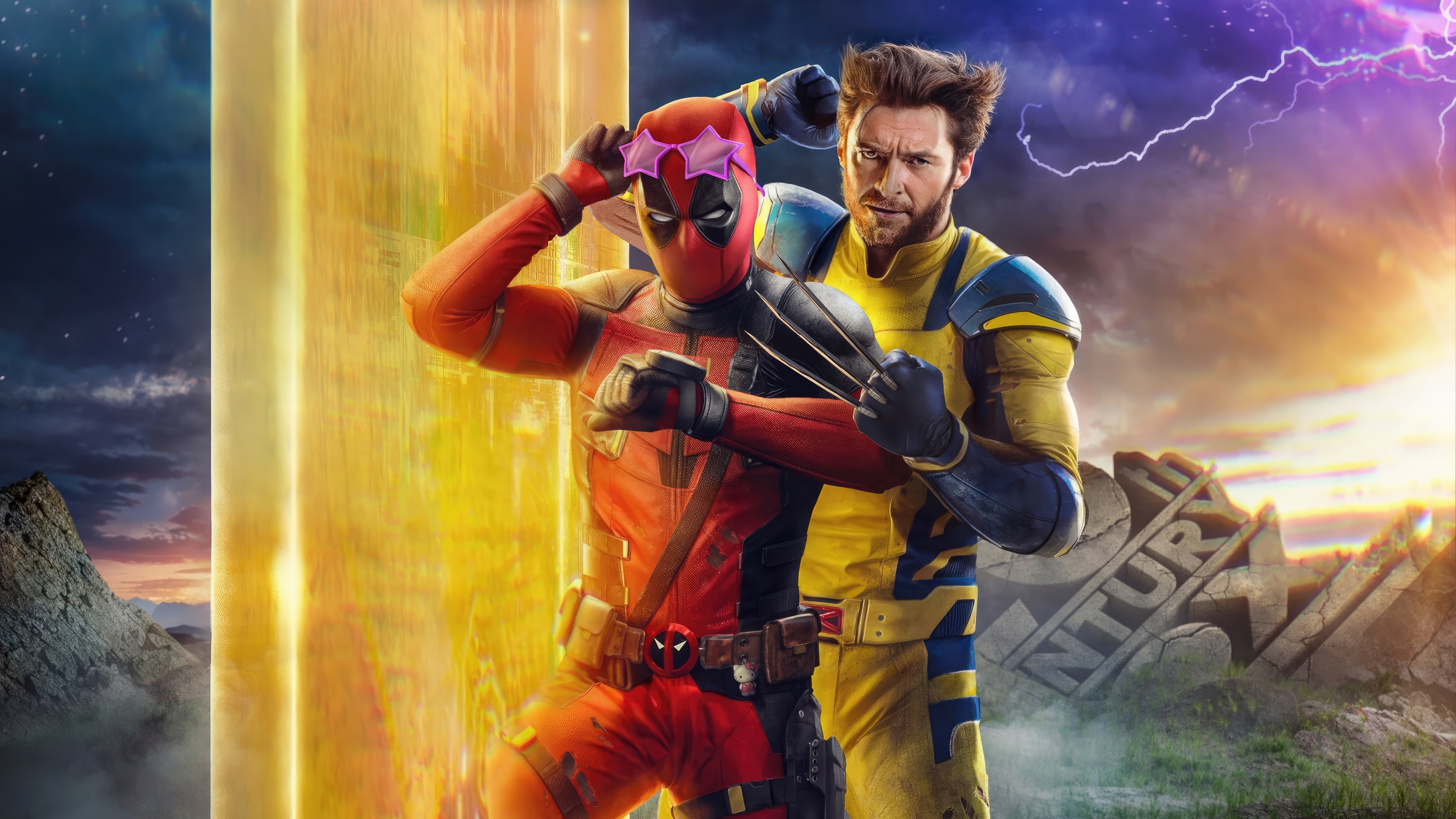 Deadpool and Wolverine in a Movie Poster HD Wallpaper