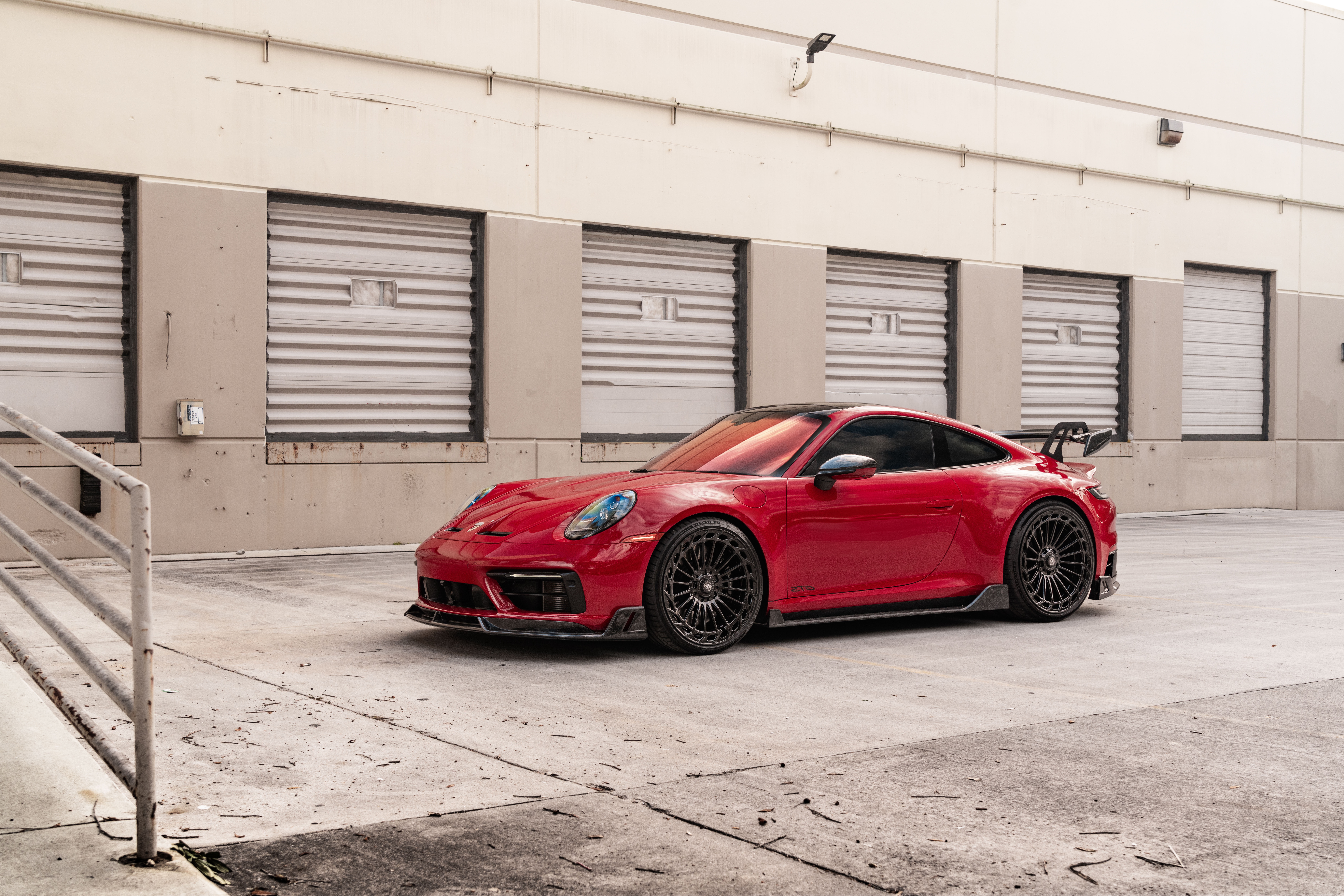 Red Porsche 992 GTS with Strasse Wheels HD Wallpaper