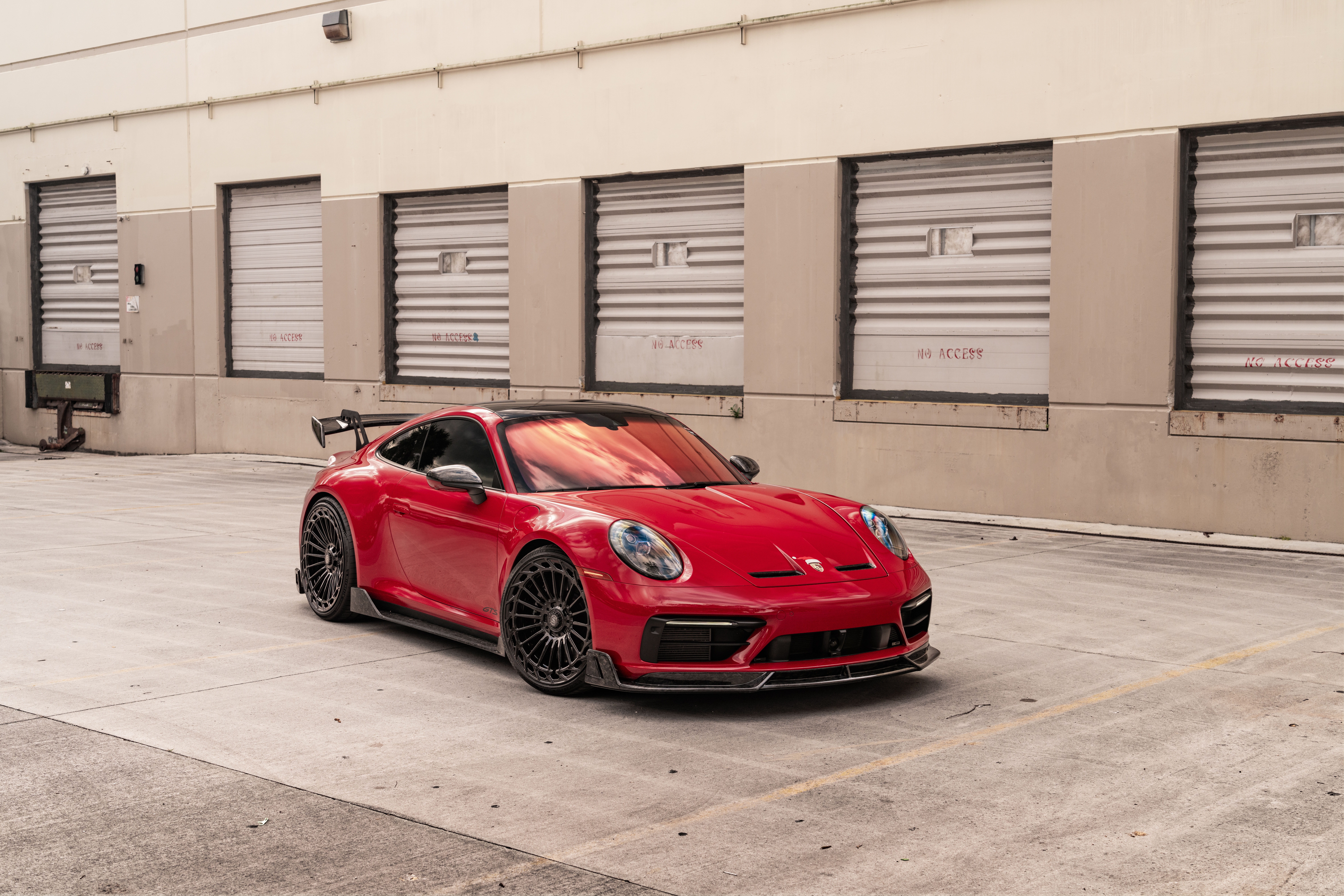 Red Porsche 992 GTS with Strasse Wheels HD Wallpaper
