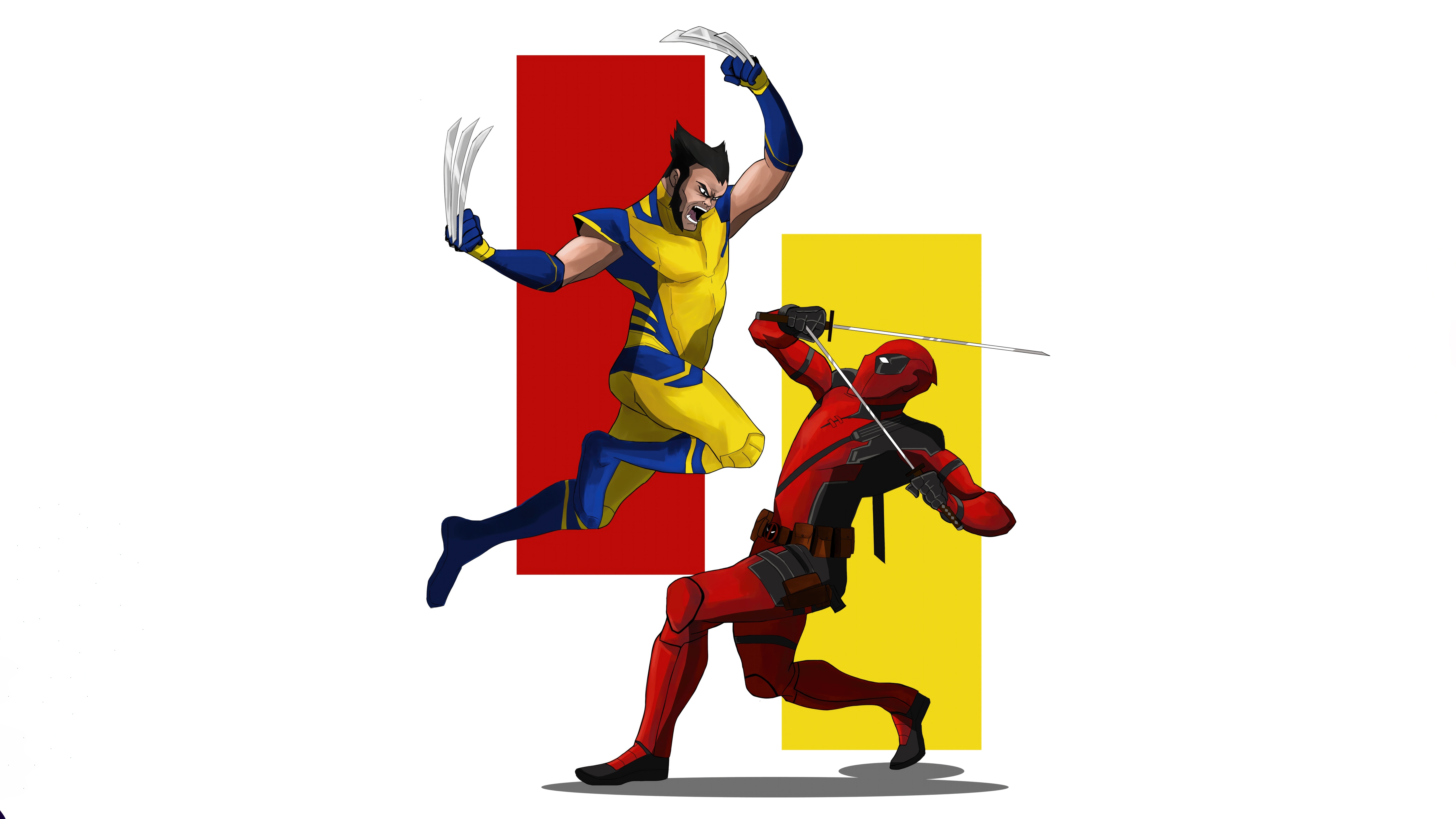 Deadpool and Wolverine in a fight HD Wallpaper
