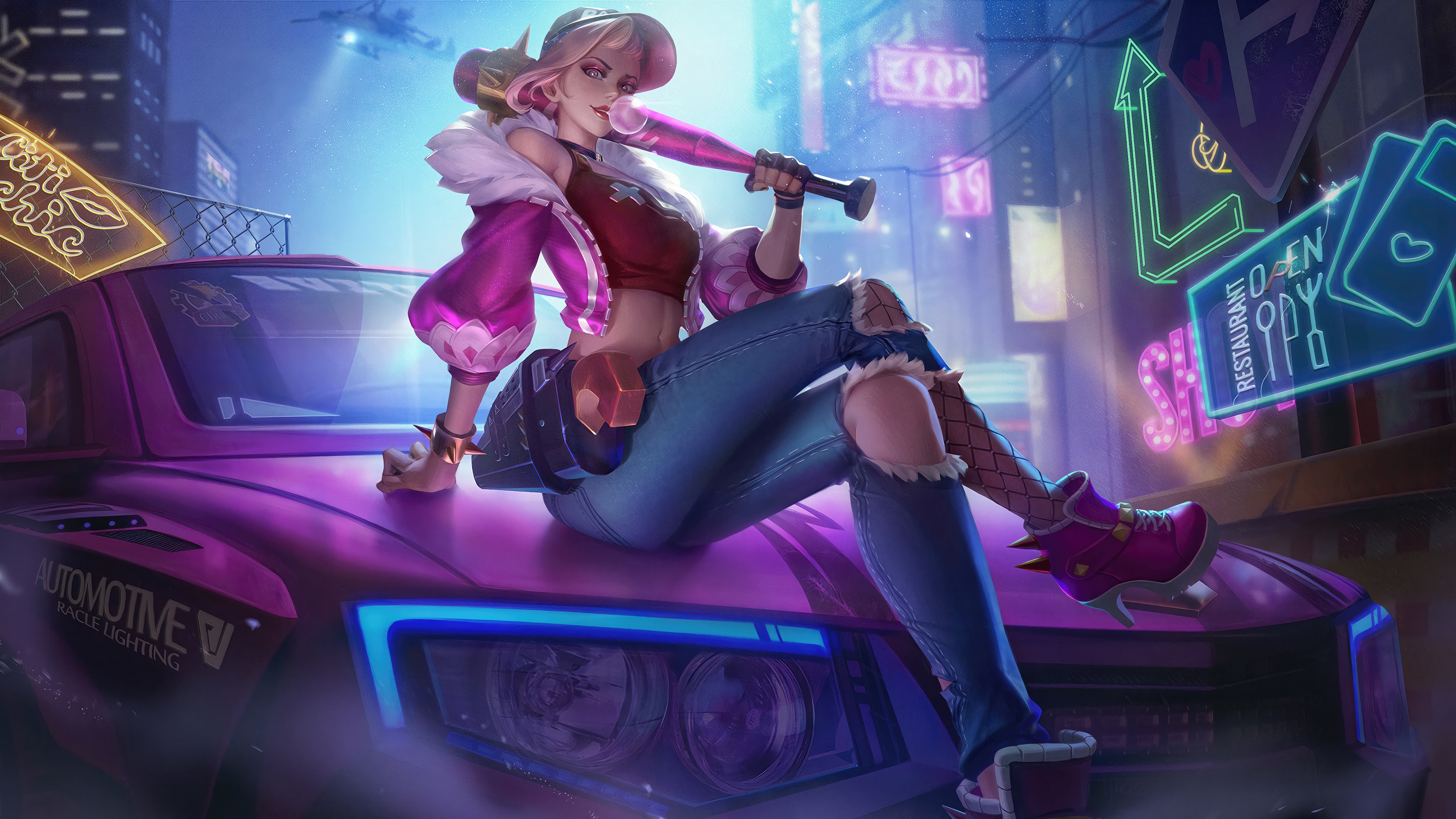 Fanny from Mobile Legends Bang Bang with a baseball bat HD Wallpaper