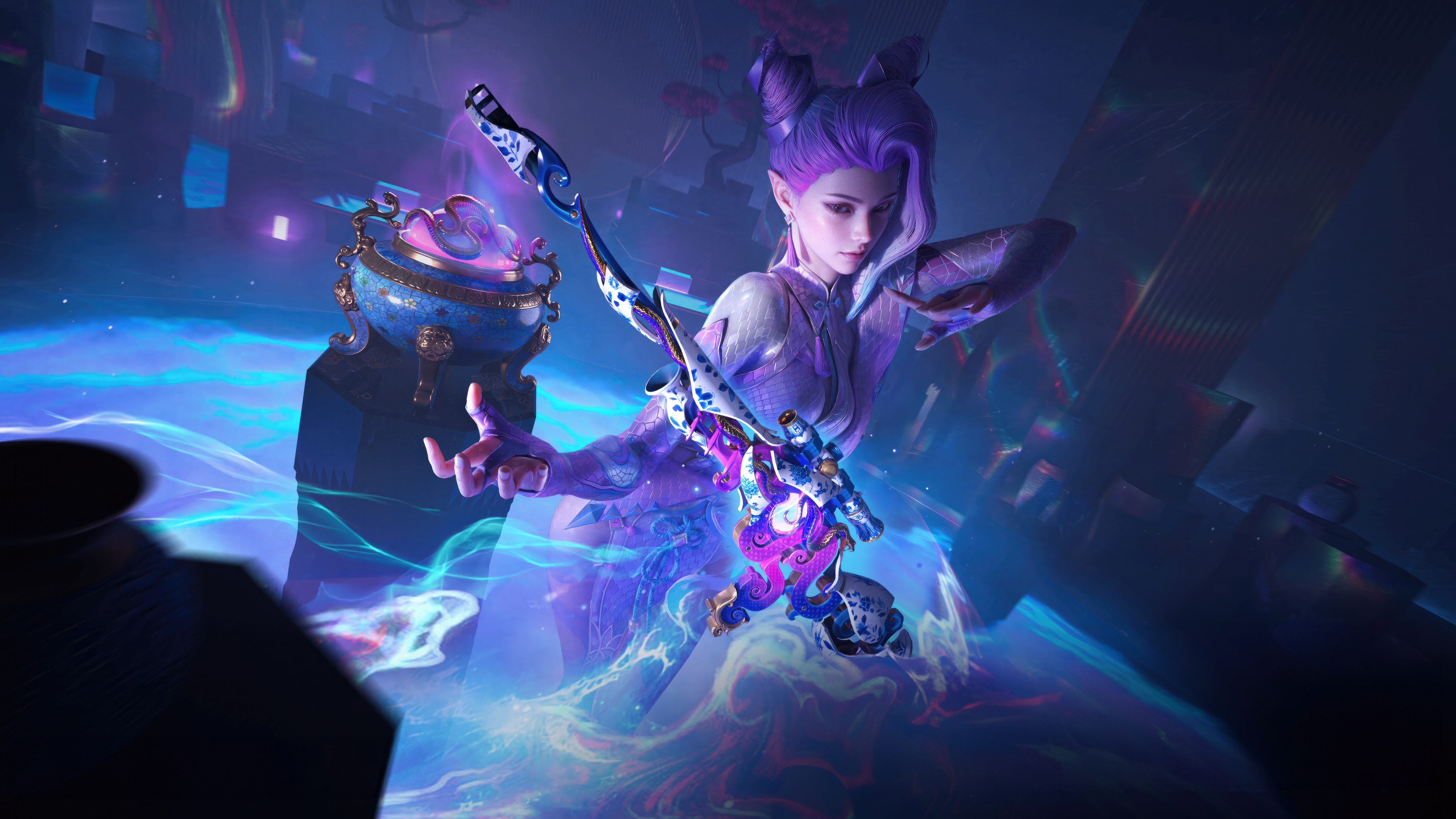Pubg Serpengleam Firearm with Purple-Haired Woman HD Wallpaper