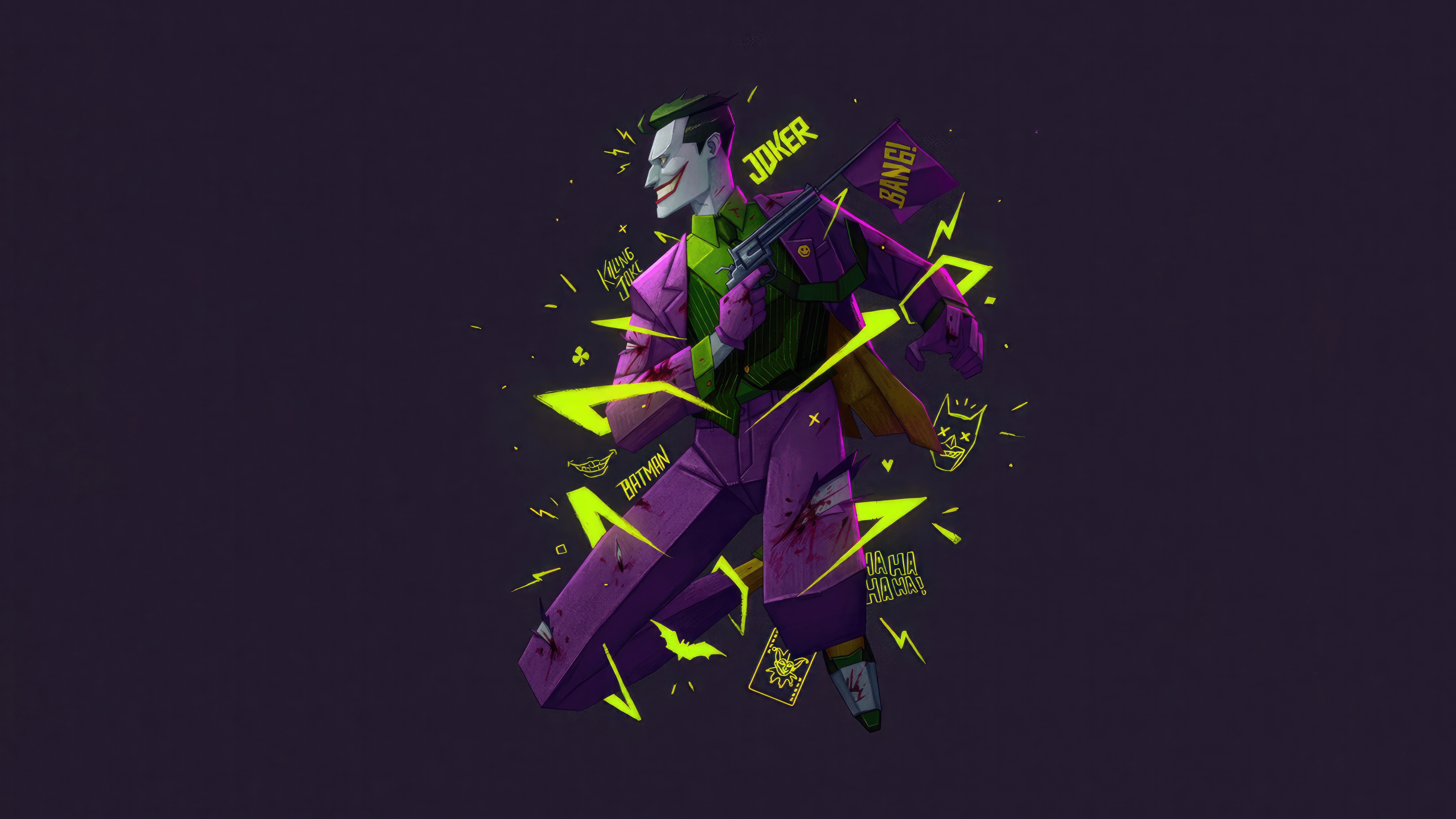 The Joker with a Gun and a "Bang!" Flag HD Wallpaper