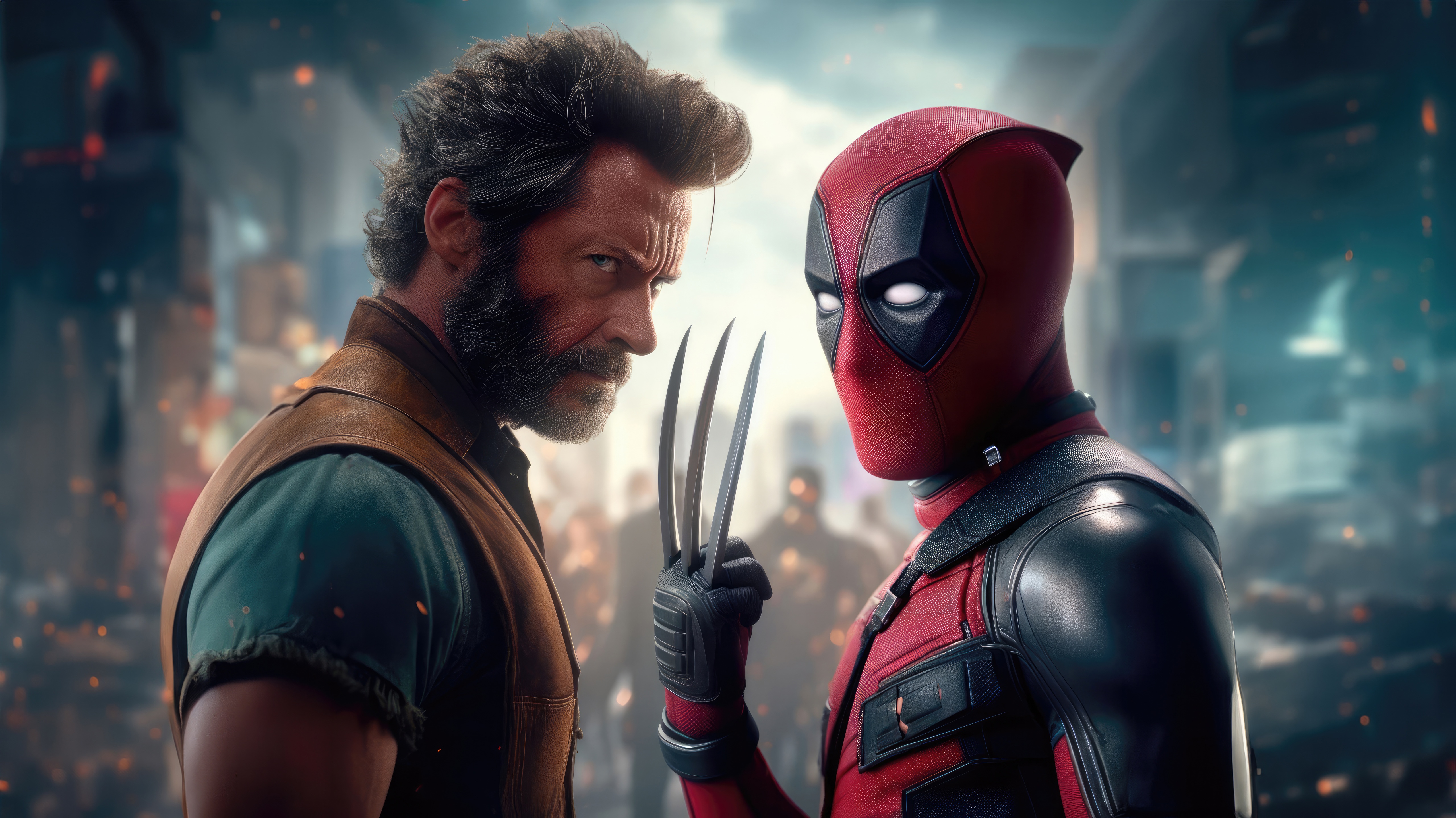 Deadpool and Wolverine face off HD Wallpaper