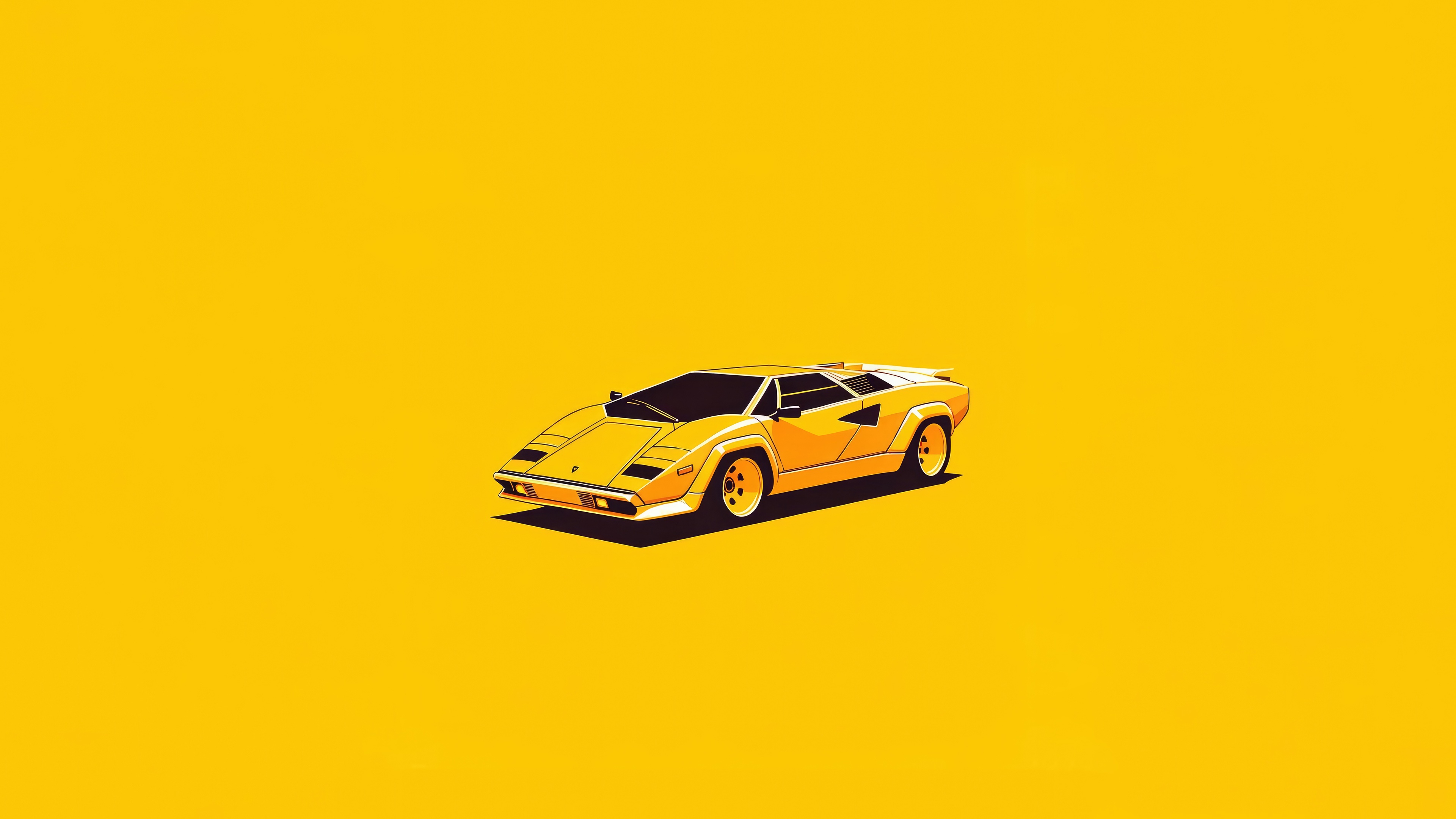 Yellow Lamborghini Countach Artwork HD Wallpaper