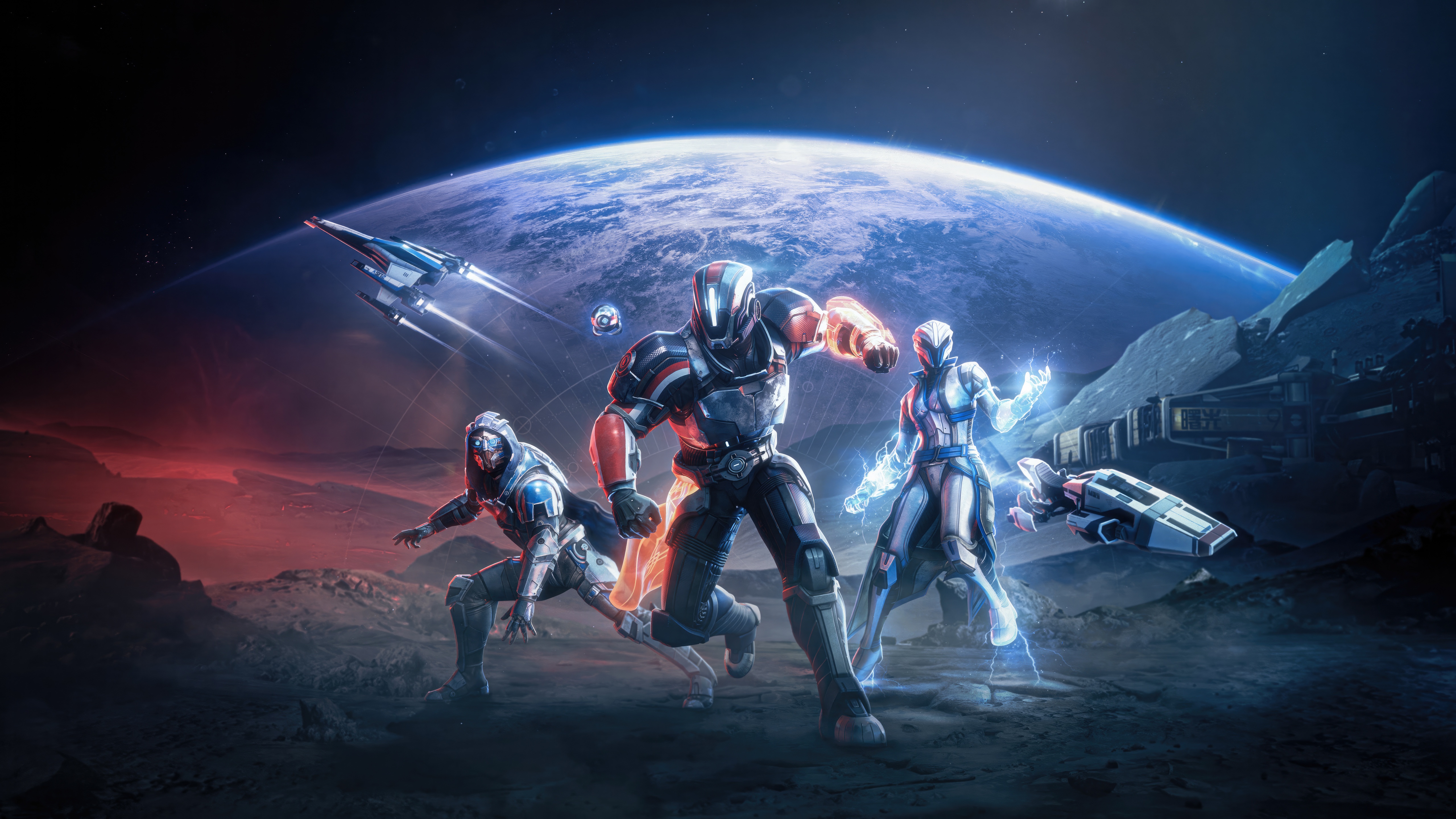 Mass Effect X Destiny 2 Characters on Alien Planet HD Wallpaper