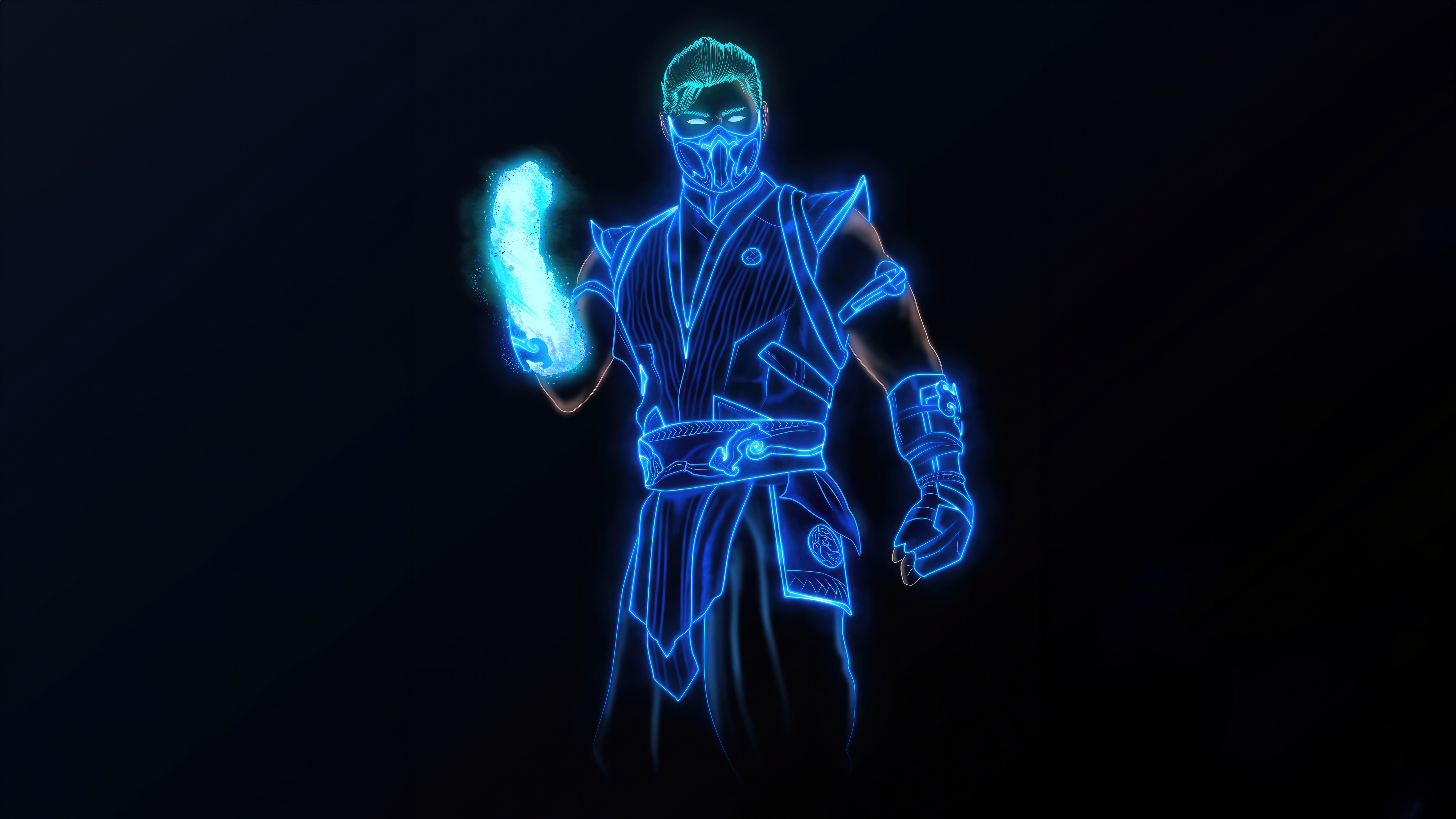 Sub Zero Mortal Kombat Neon Hologram HD Wallpaper