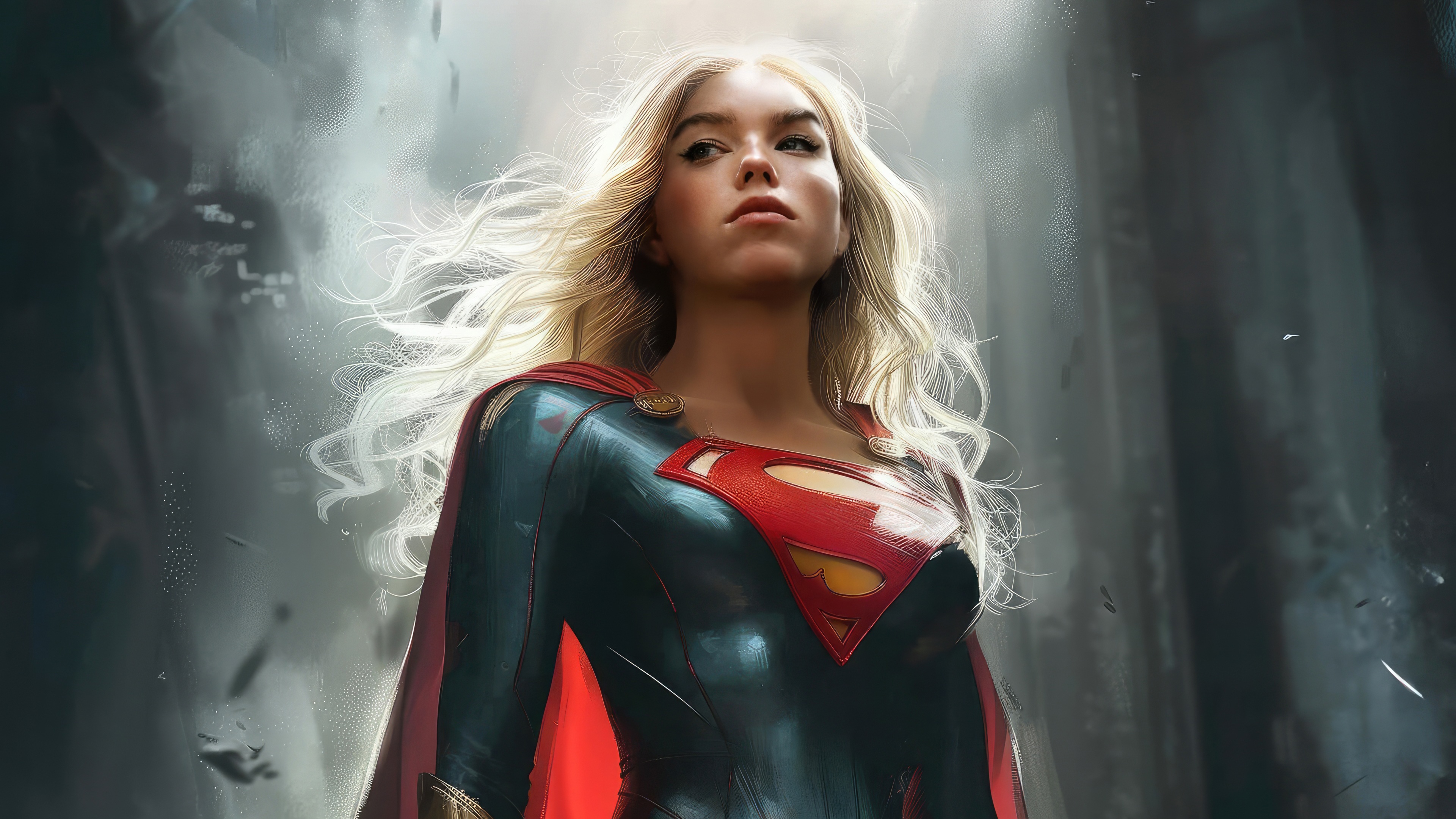 Supergirl in a dark, dramatic setting HD Wallpaper