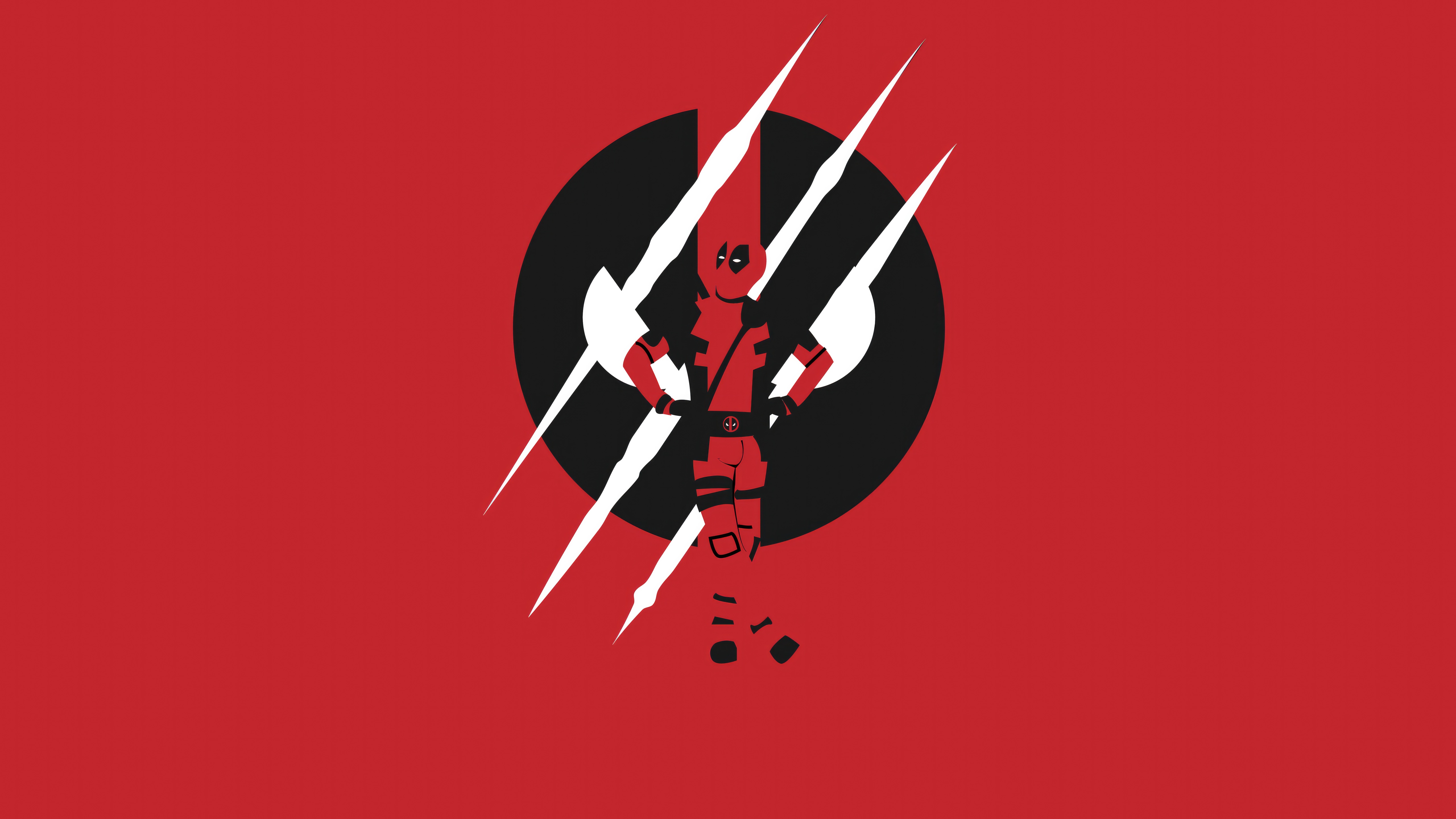 Deadpool Minimalist Art with Red Background HD Wallpaper