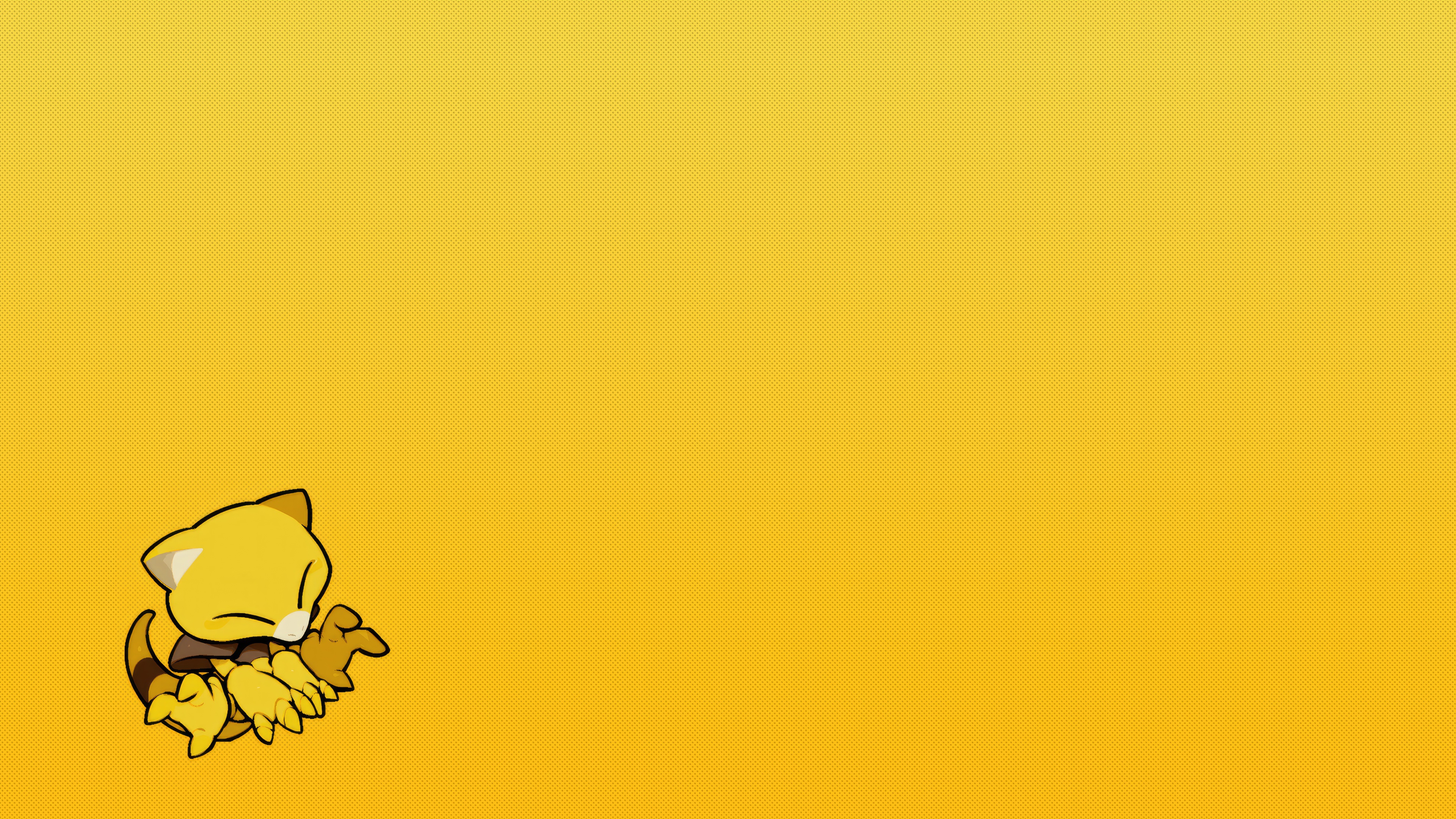 Abra Pokemon sitting on yellow background HD Wallpaper