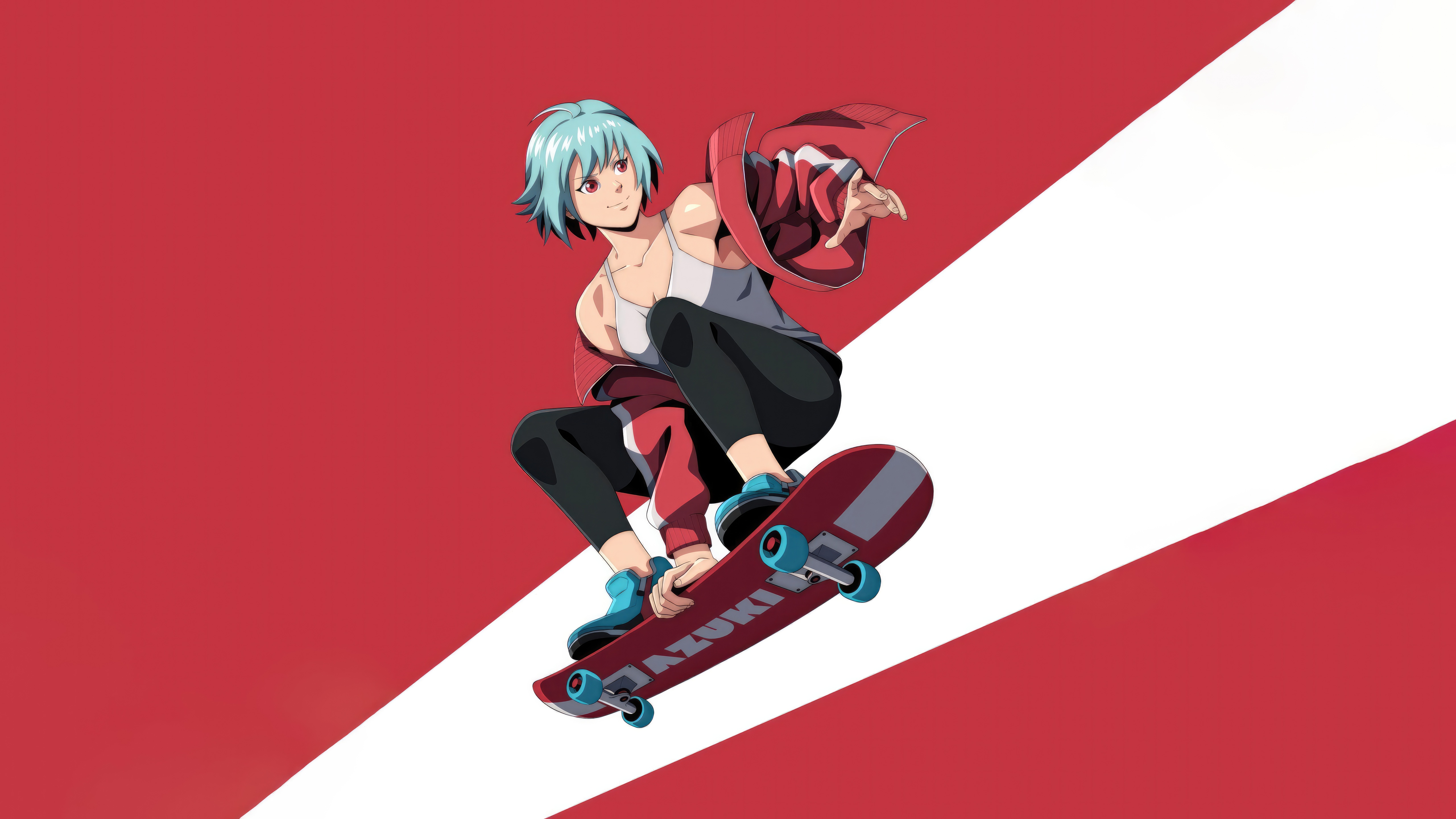 Girl on a skateboard with "AZUKI" text HD Wallpaper