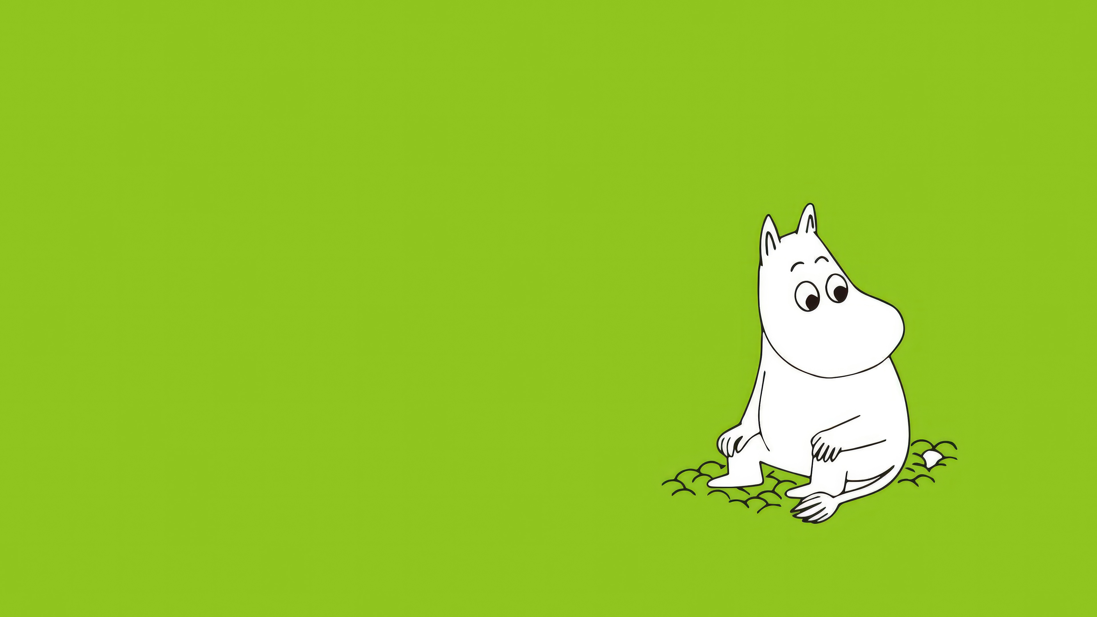 Moomin sitting on green grass HD Wallpaper