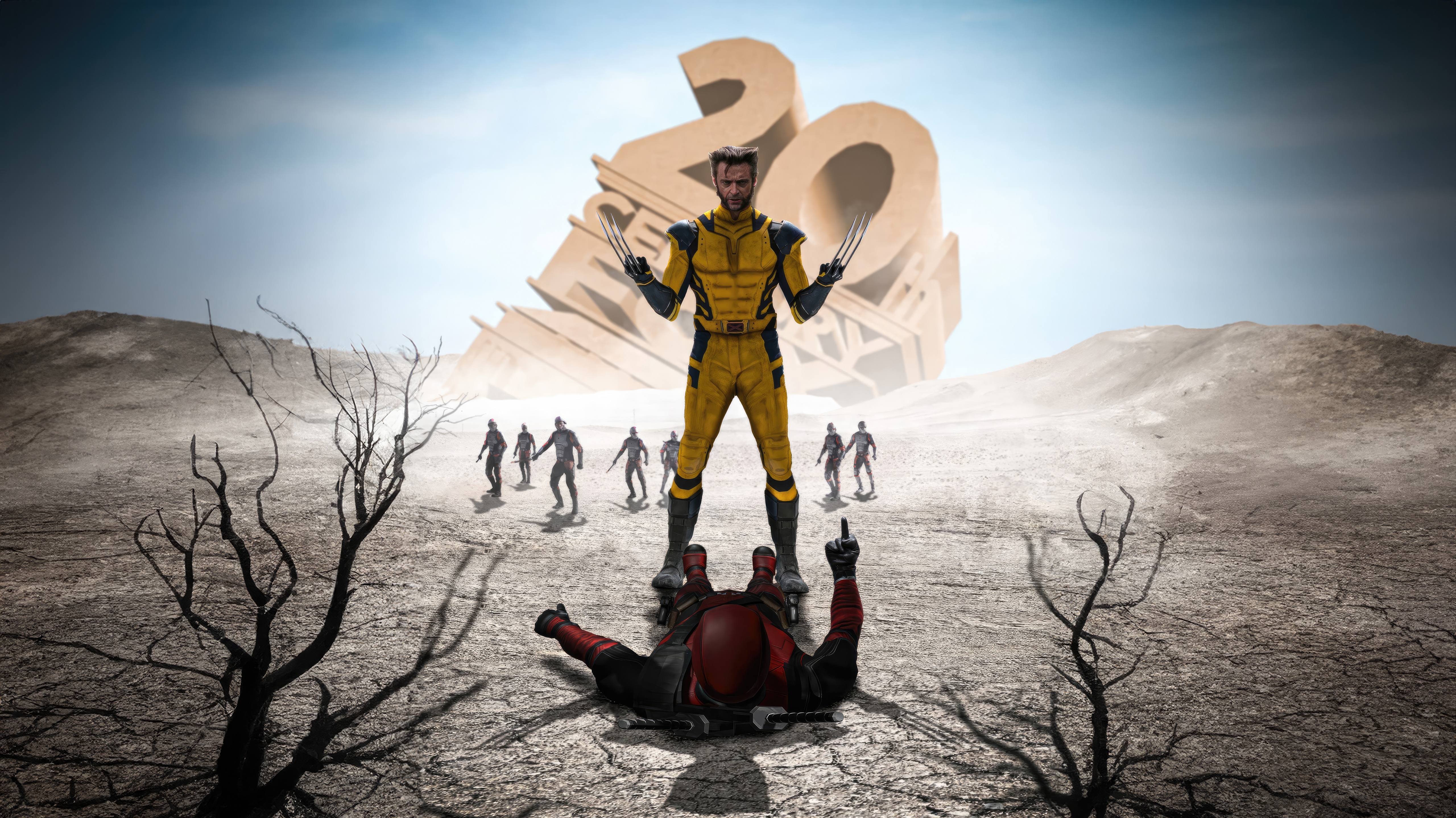Wolverine and Deadpool with 20th Century Fox logo HD Wallpaper