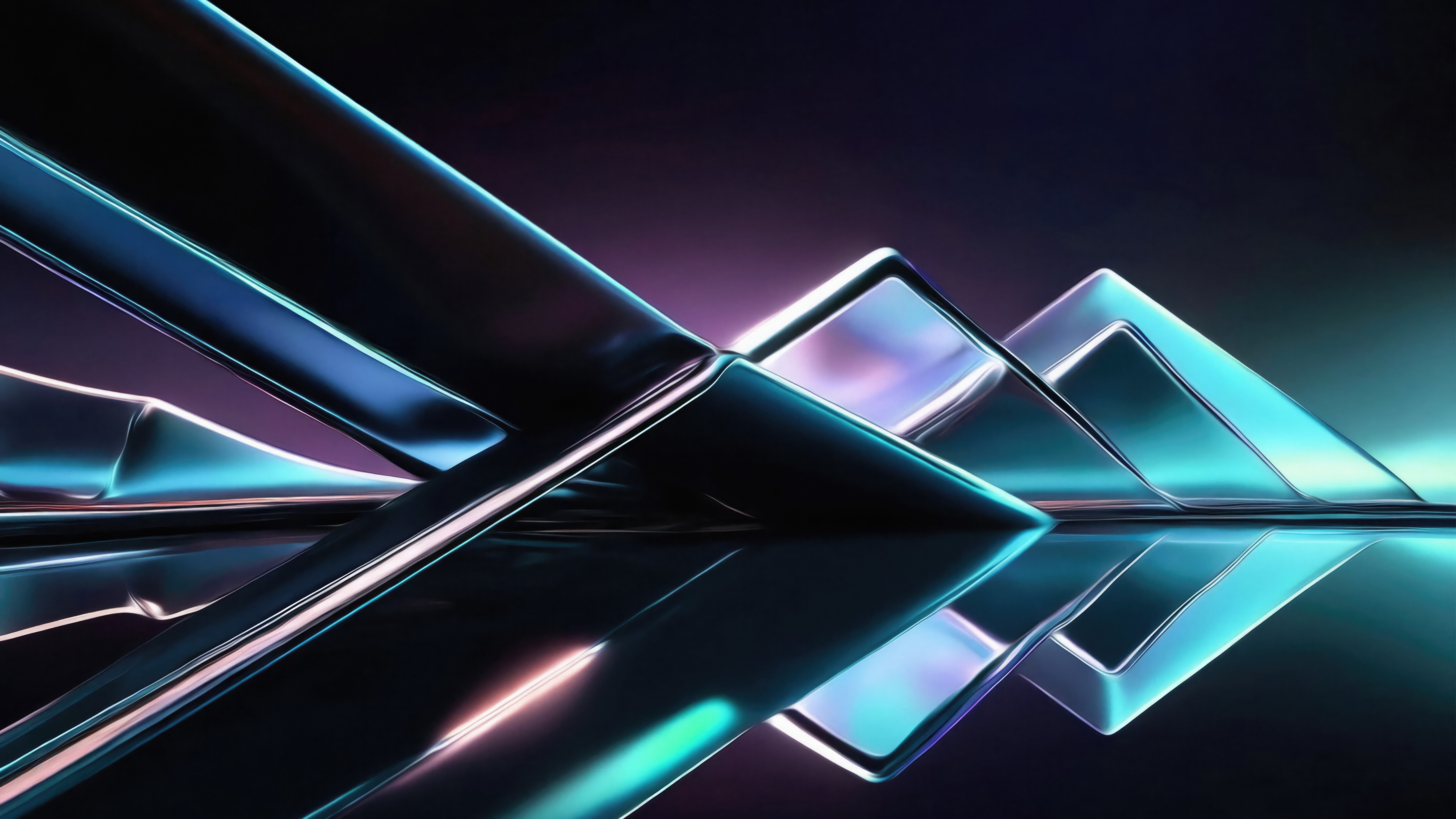 Abstract Metallic Triangles with Neon Lighting HD Wallpaper