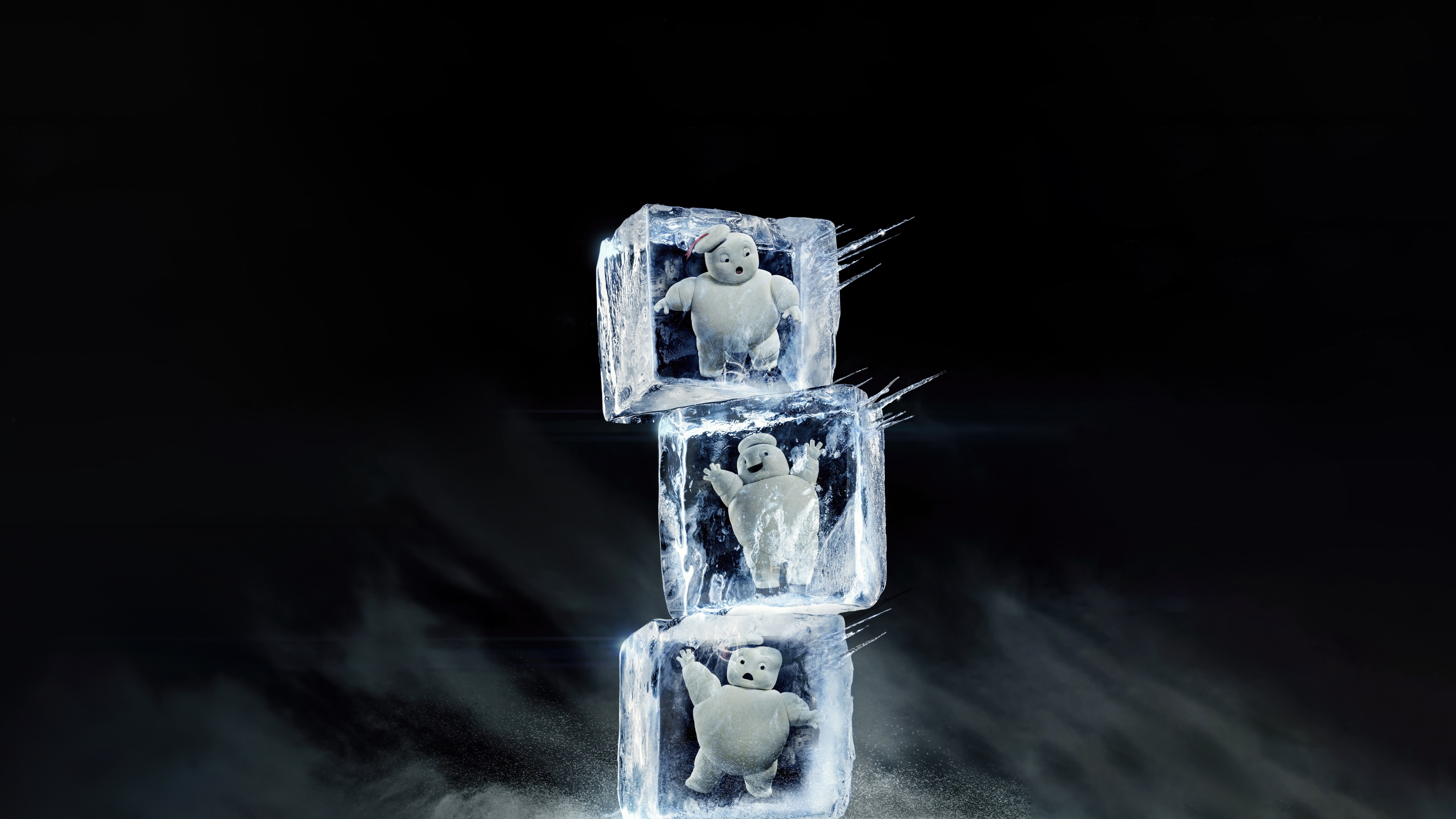 Stay Puft Marshmallow Man frozen in ice cubes HD Wallpaper