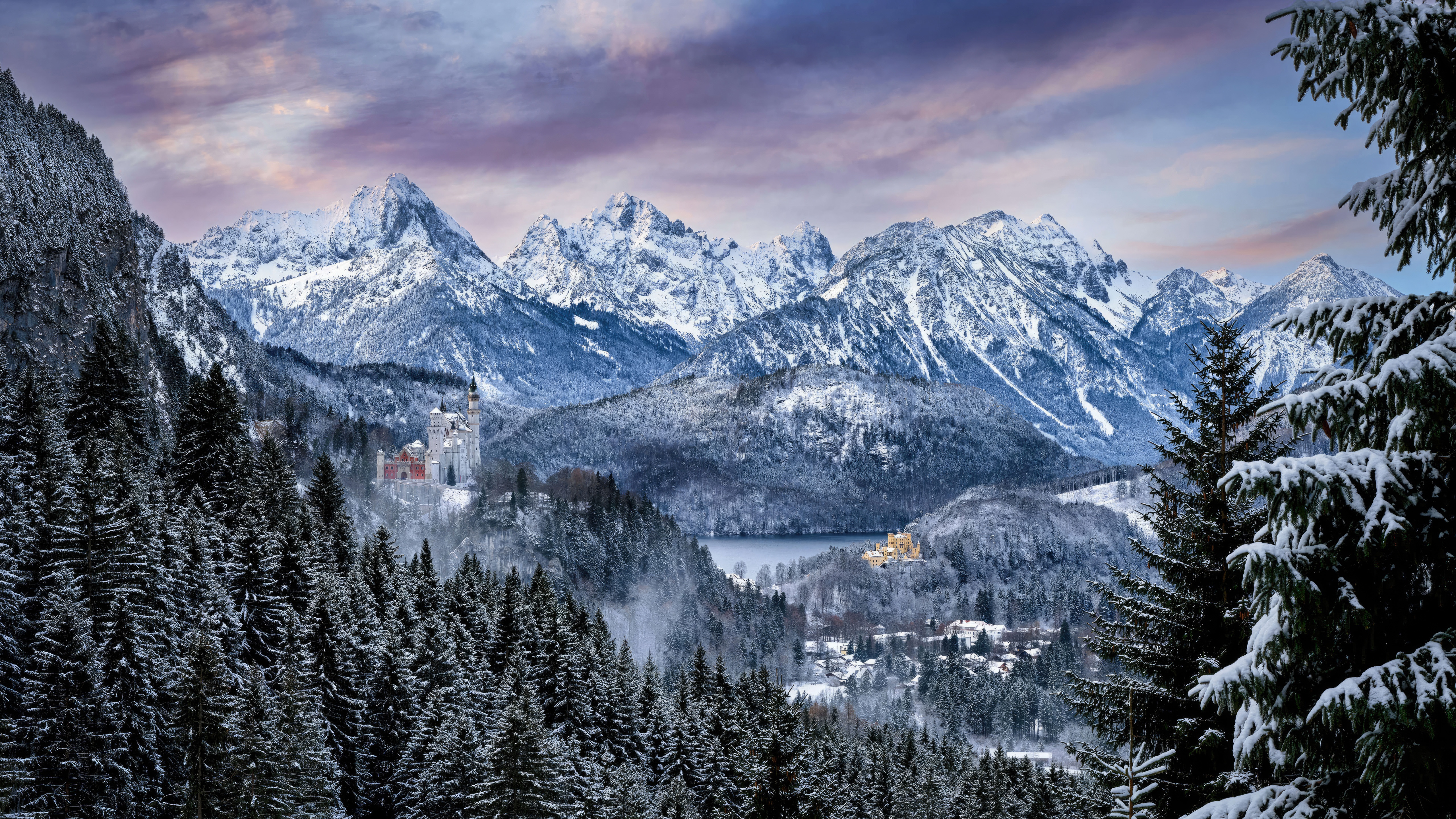 Hohenschwangau Castle in Germany during winter HD Wallpaper