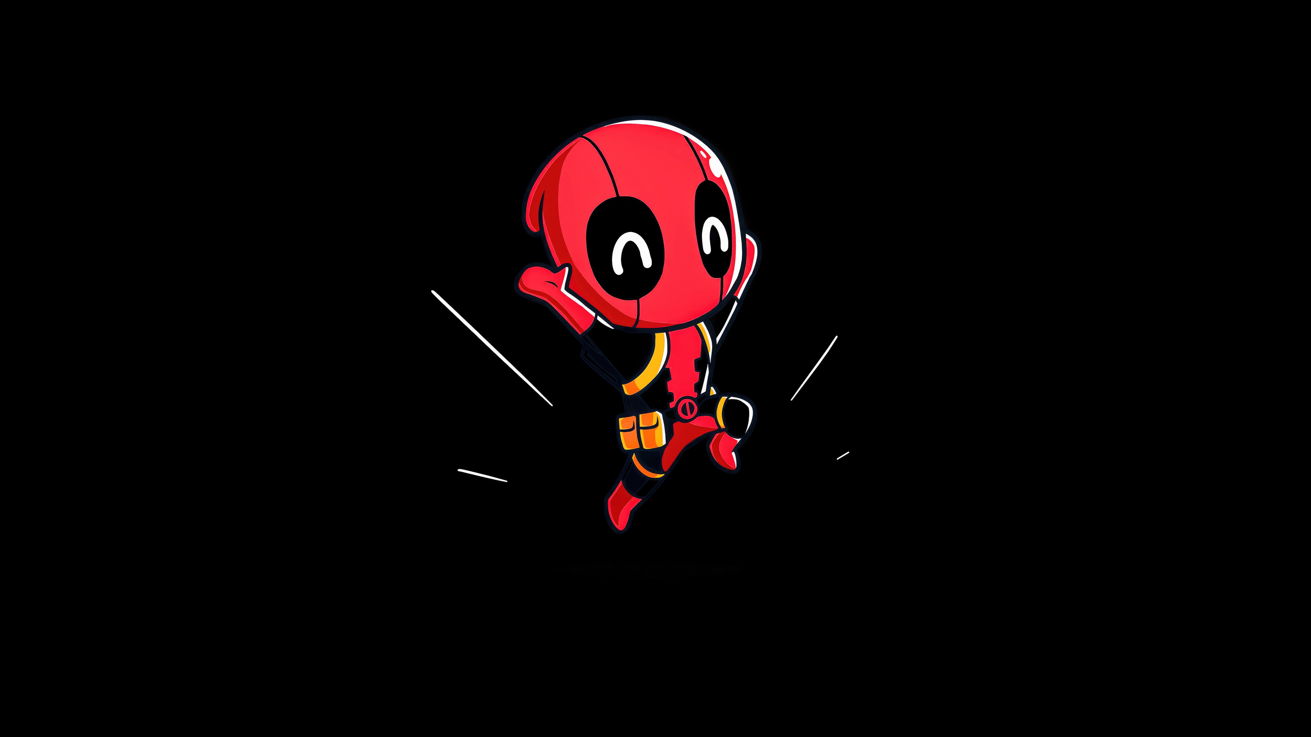Chibi Deadpool Jumping with Joy HD Wallpaper
