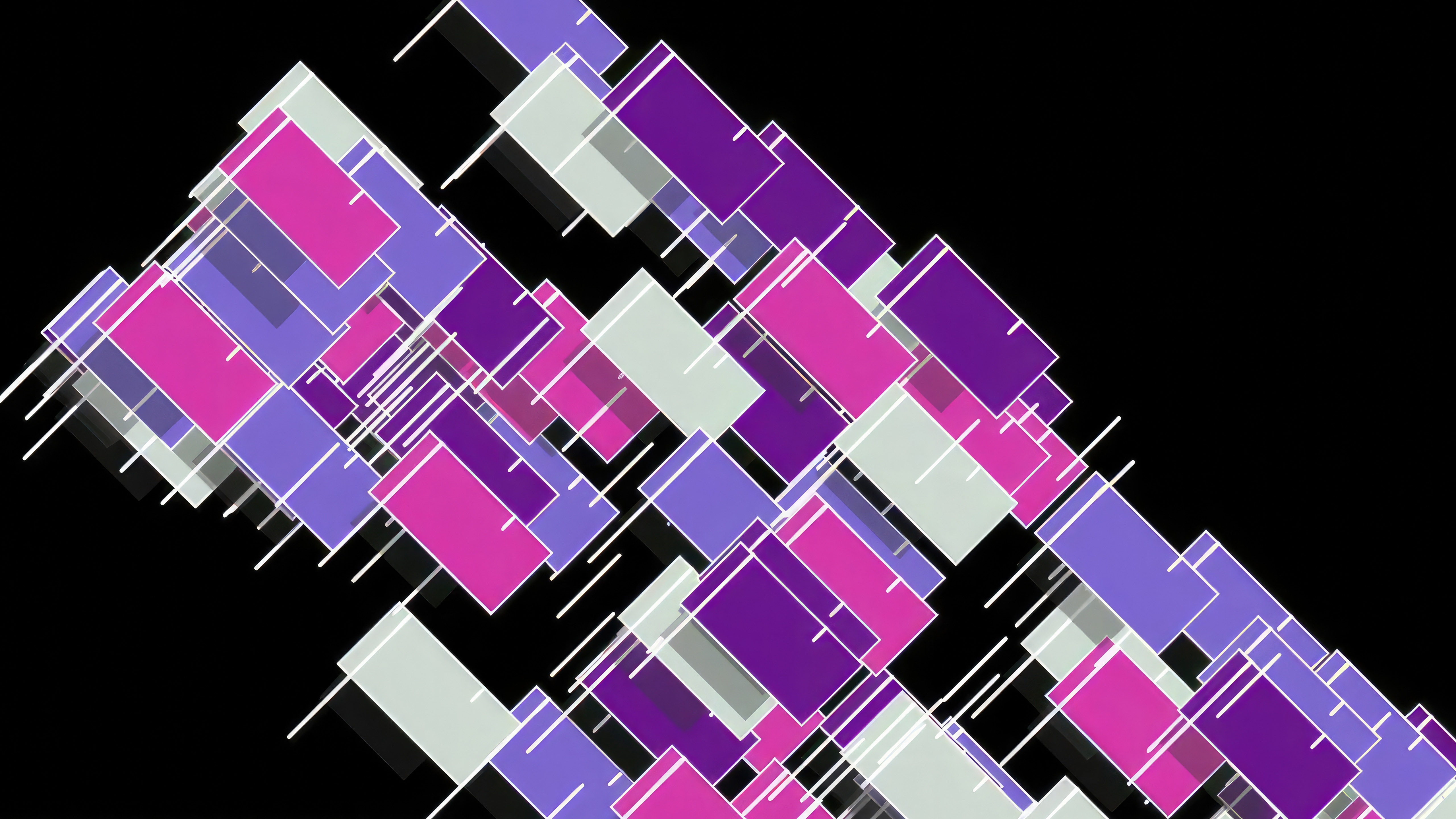 Geometric Shapes with Purple and Pink Rectangles HD Wallpaper