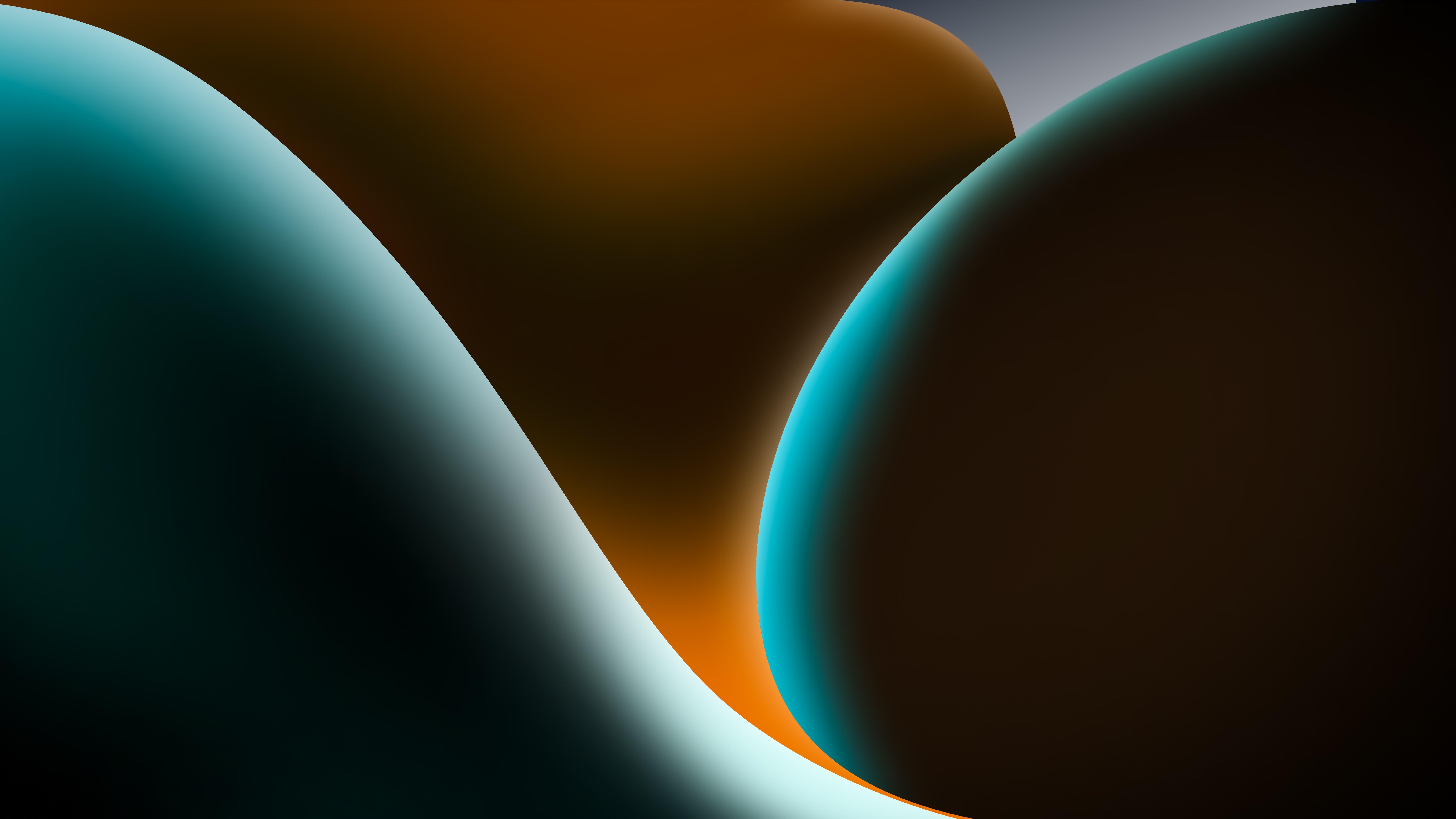 Abstract orange and teal curves with glowing edges HD Wallpaper