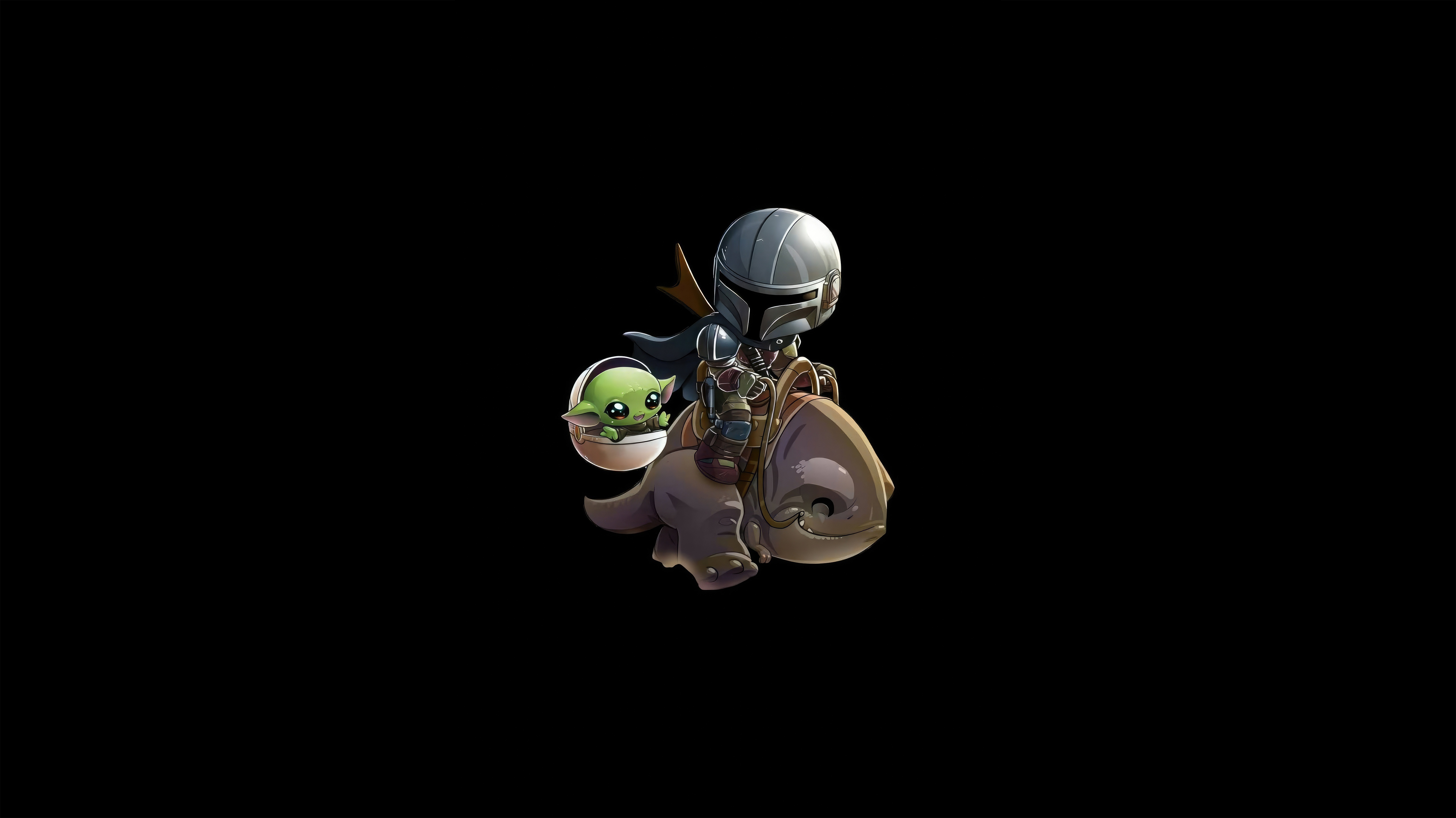 The Mandalorian and Grogu Riding a Blurrg HD Wallpaper
