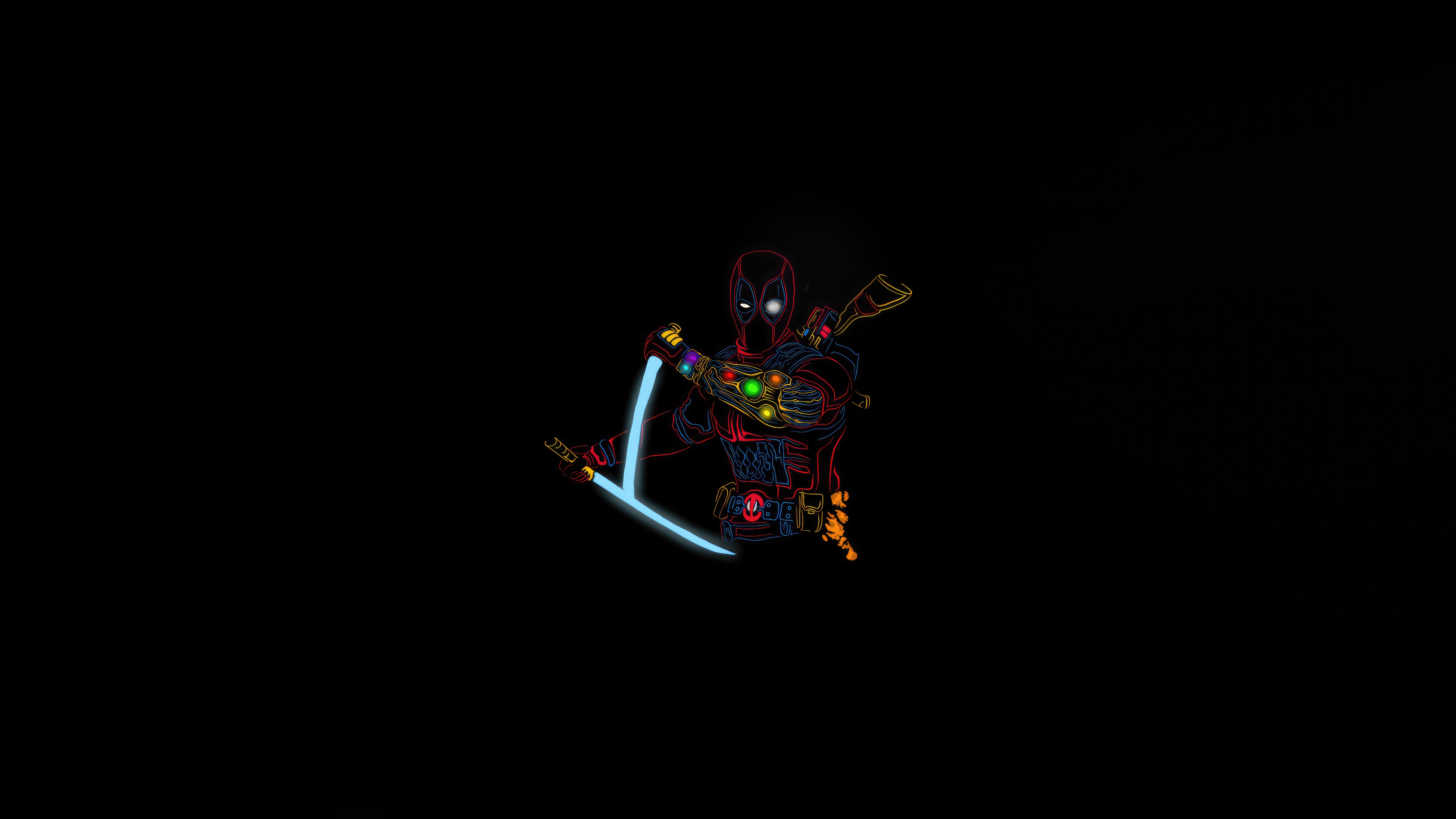 Deadpool with Infinity Gauntlet and Swords HD Wallpaper