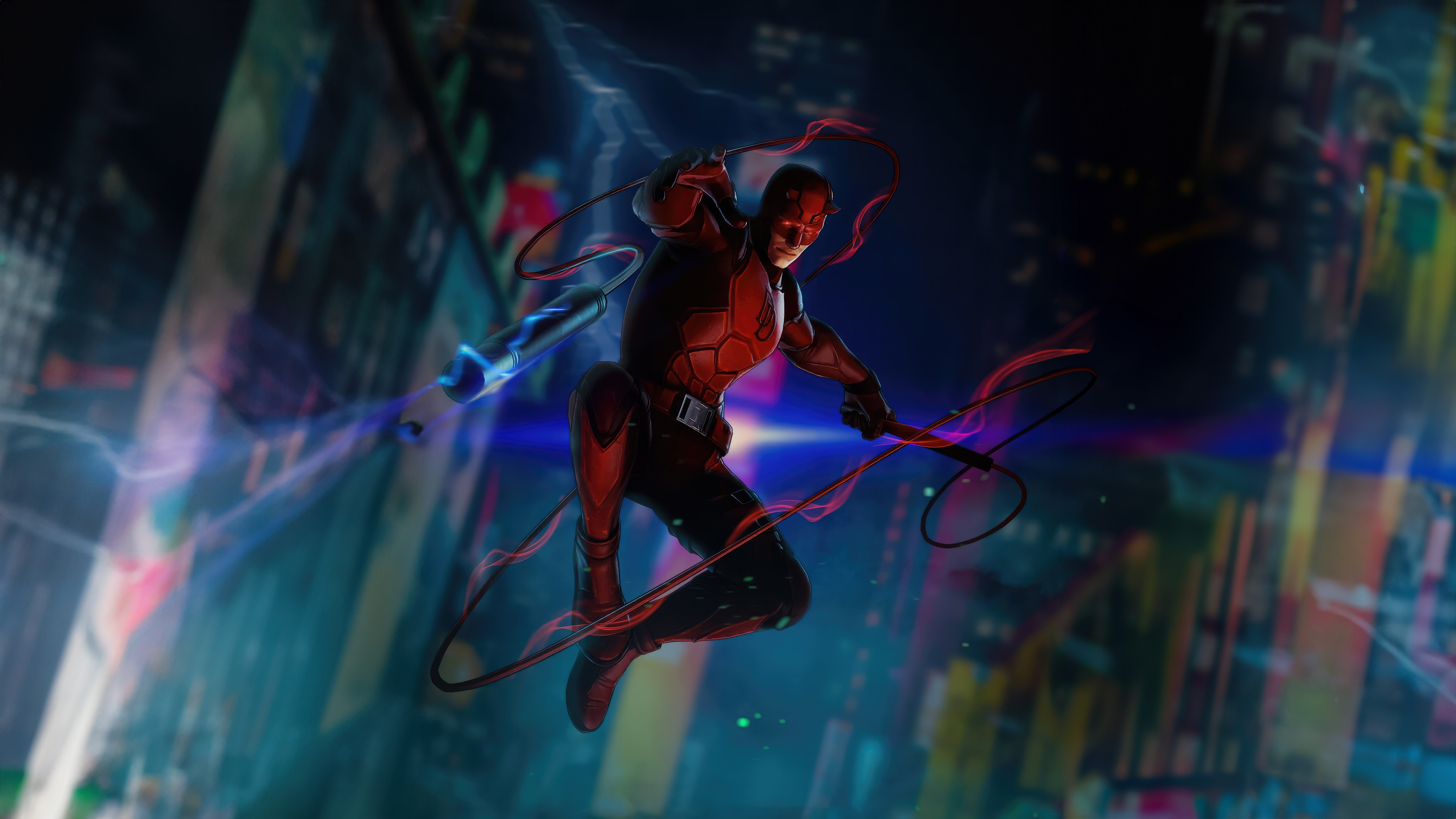 Daredevil in a city at night HD Wallpaper