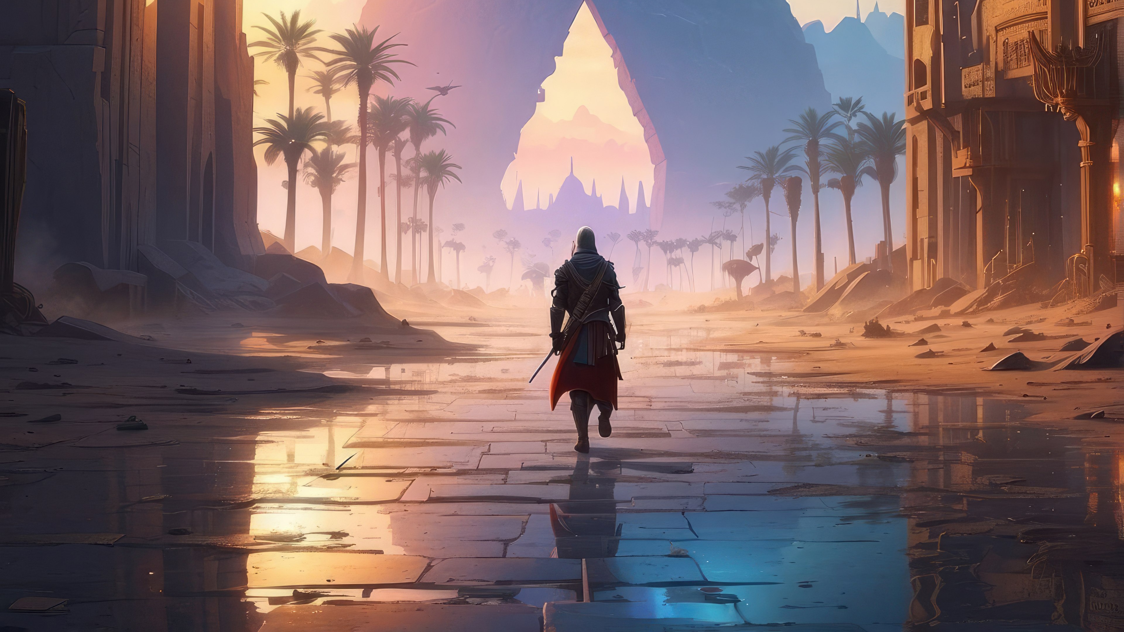 Assassin's Creed Legends desert landscape with warrior HD Wallpaper