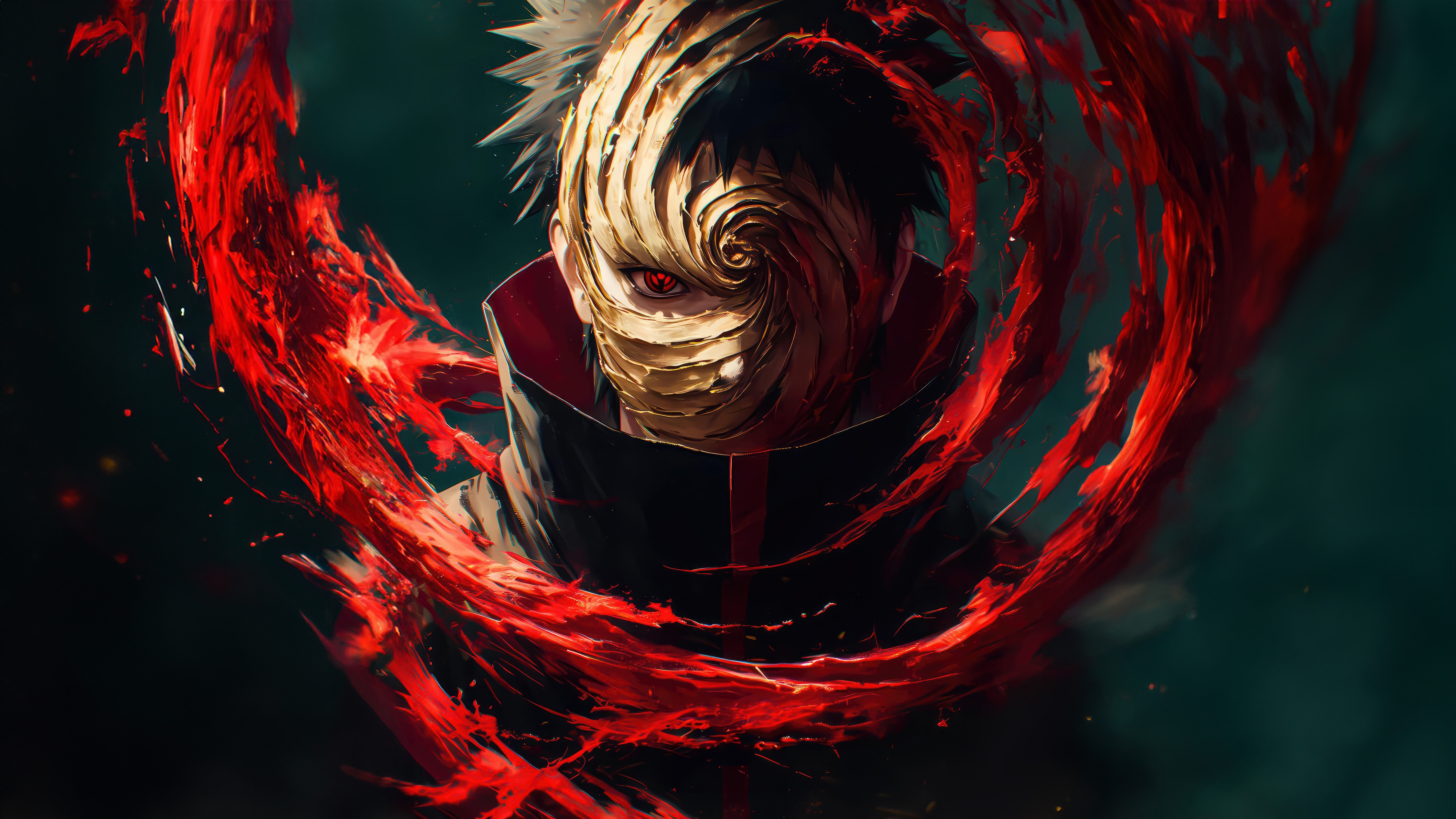 Obito Uchiha surrounded by red energy HD Wallpaper