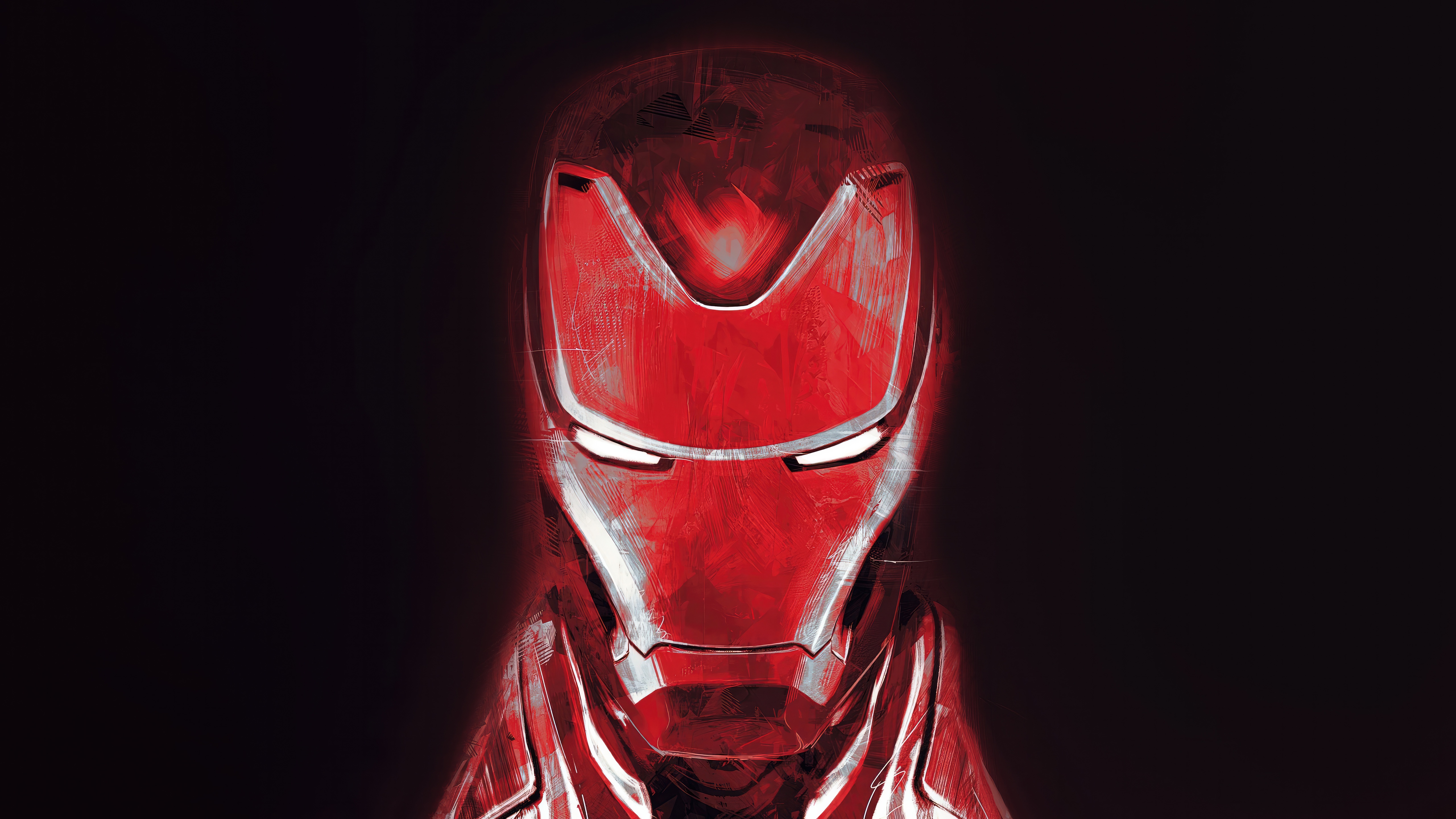 Iron Man Mask Red and White HD Wallpaper