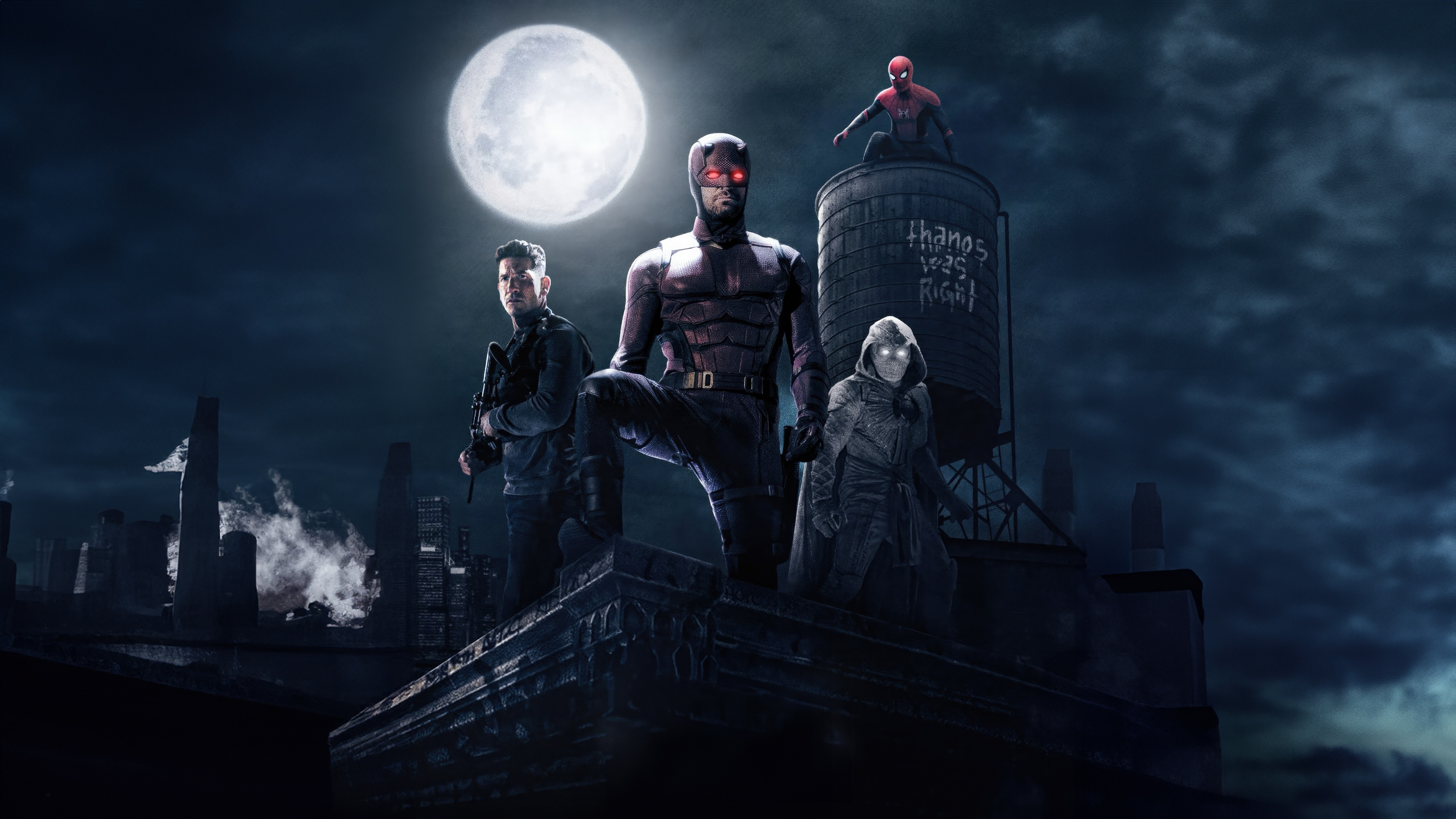 Marvel Knights Unleashed: Daredevil, Punisher, Moon Knight, Spider-Man HD Wallpaper