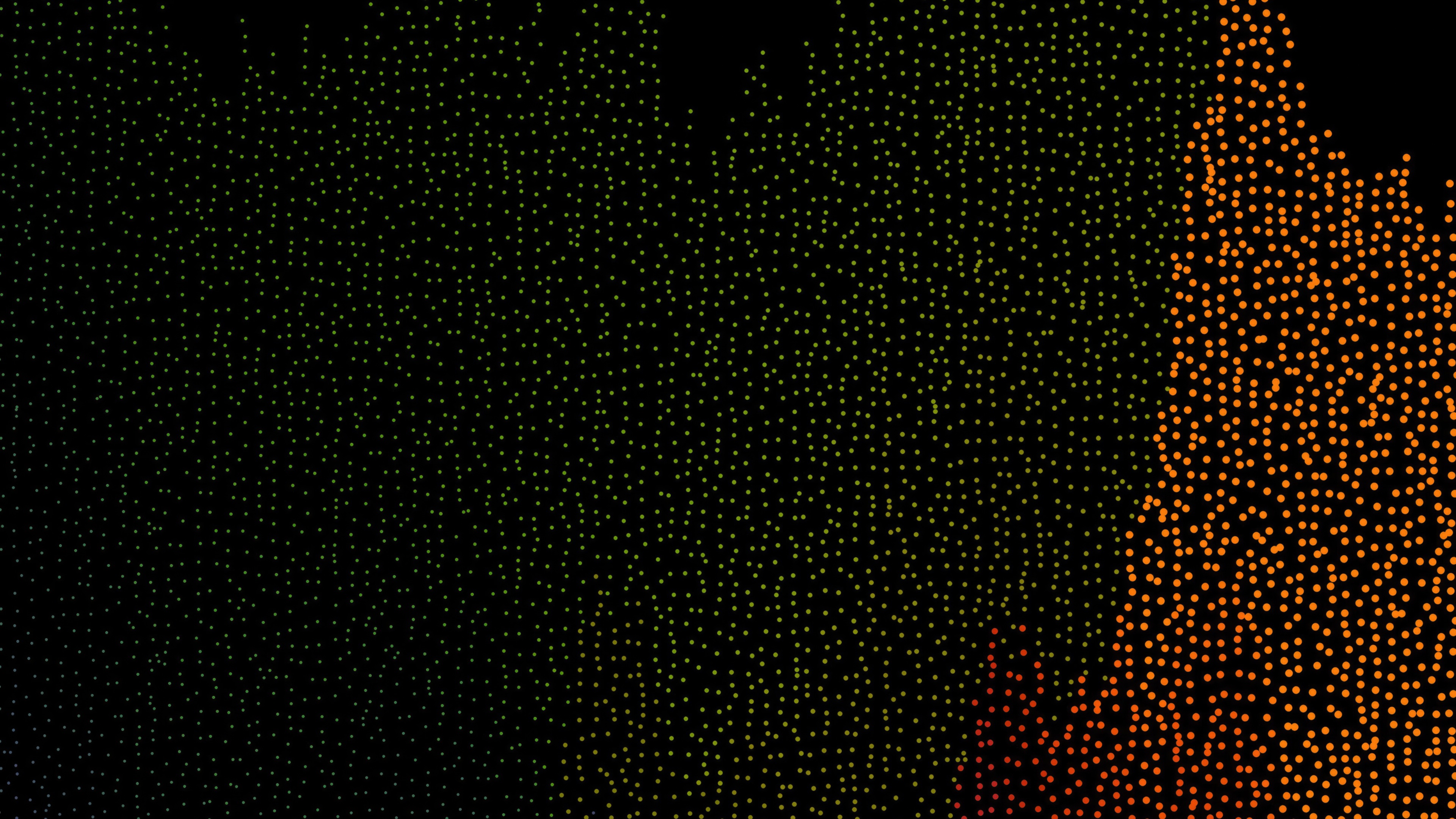 Abstract pattern of dots in green and orange HD Wallpaper